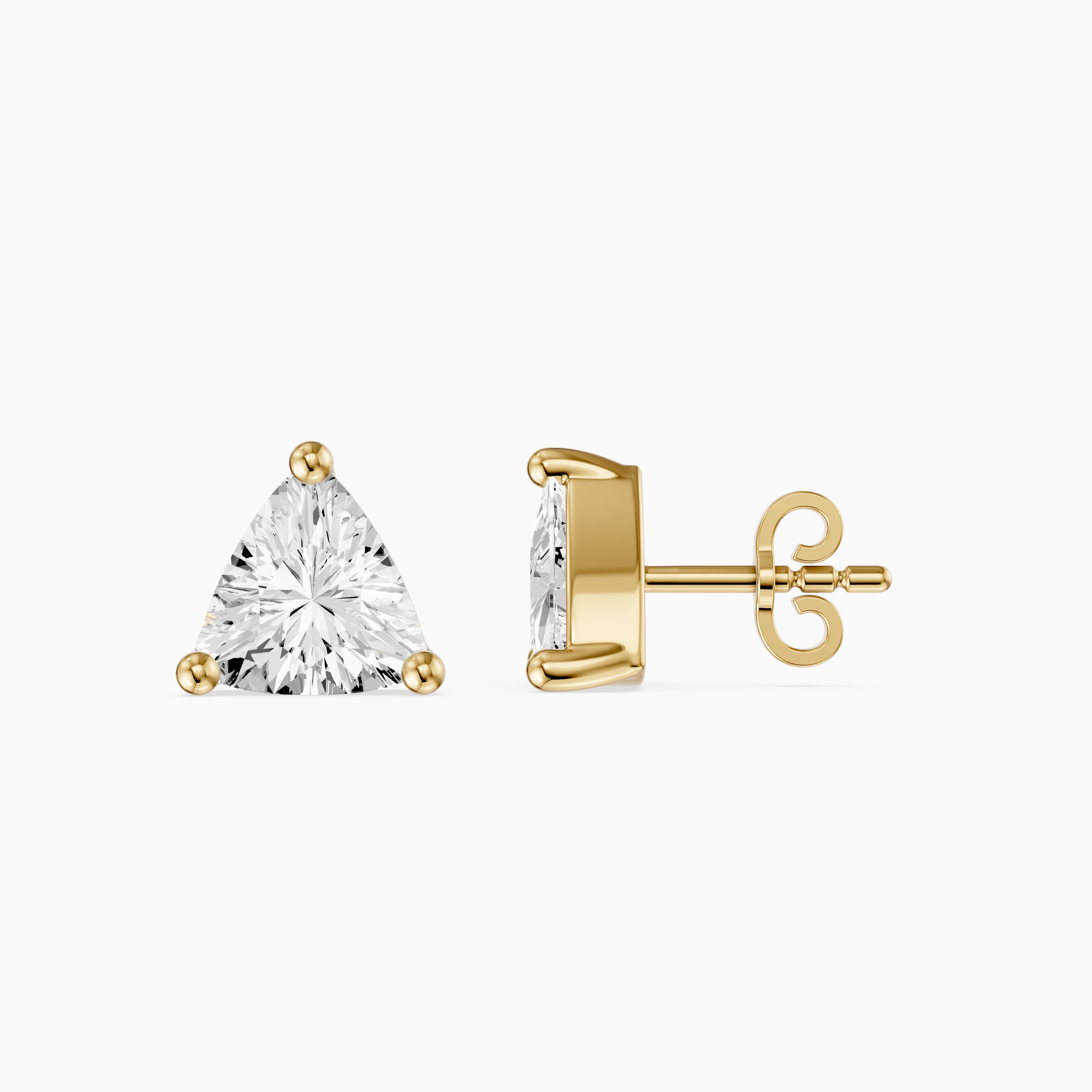 Delara Trillion Cut Blue Opal Solitaire Three Prong Basket Stud Earrings