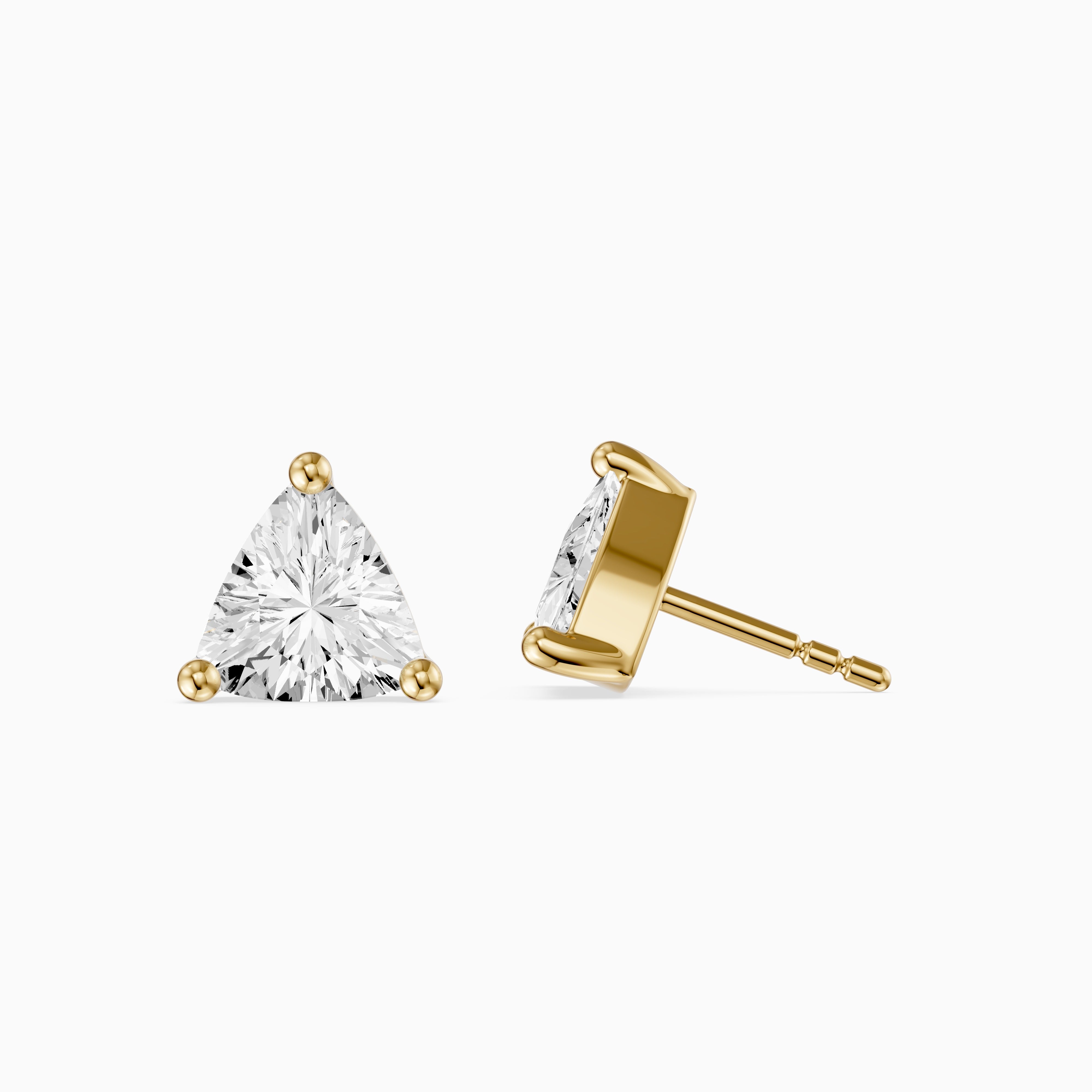 Delara Trillion Cut Blue Opal Solitaire Three Prong Basket Stud Earrings