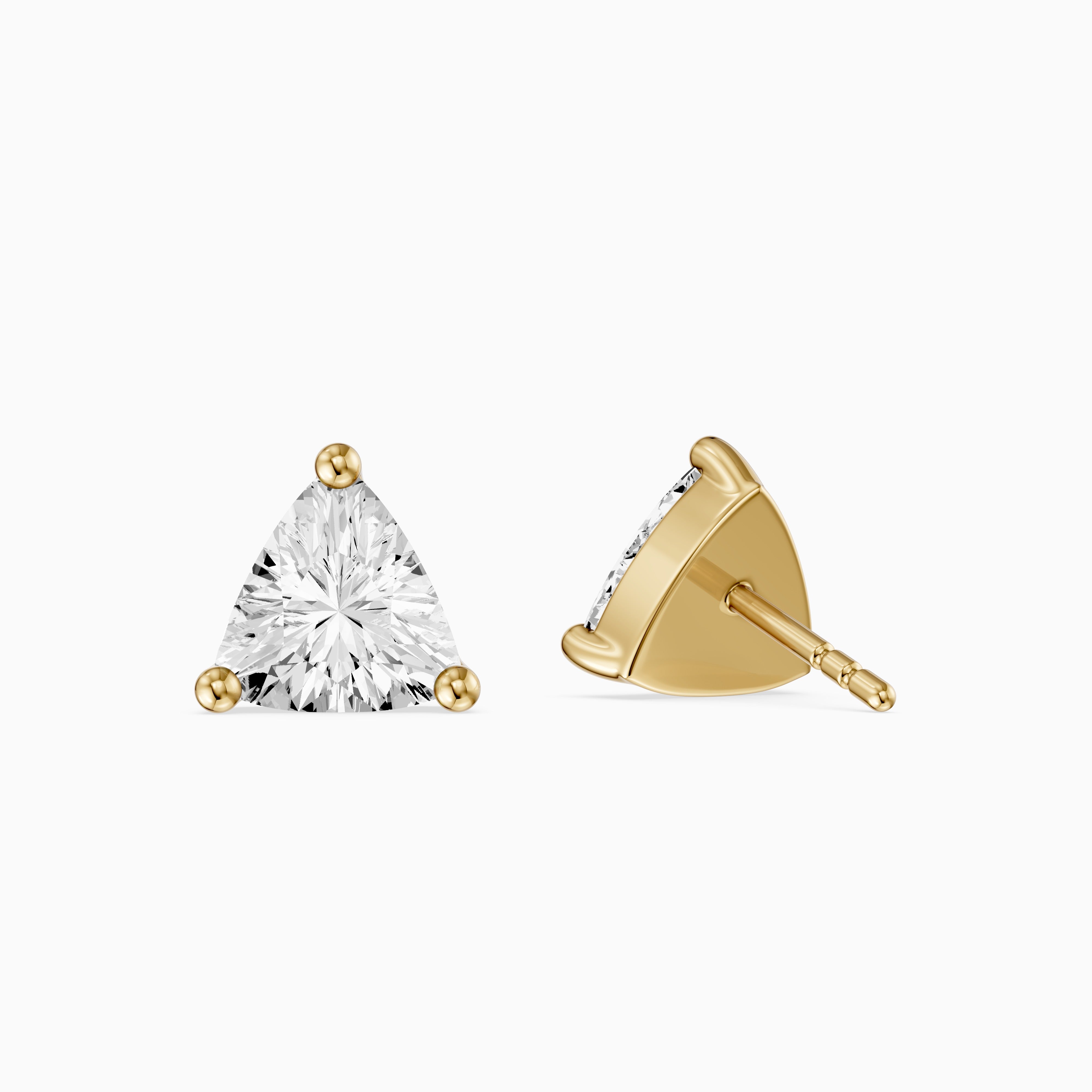 Delara Trillion Cut Blue Opal Solitaire Three Prong Basket Stud Earrings