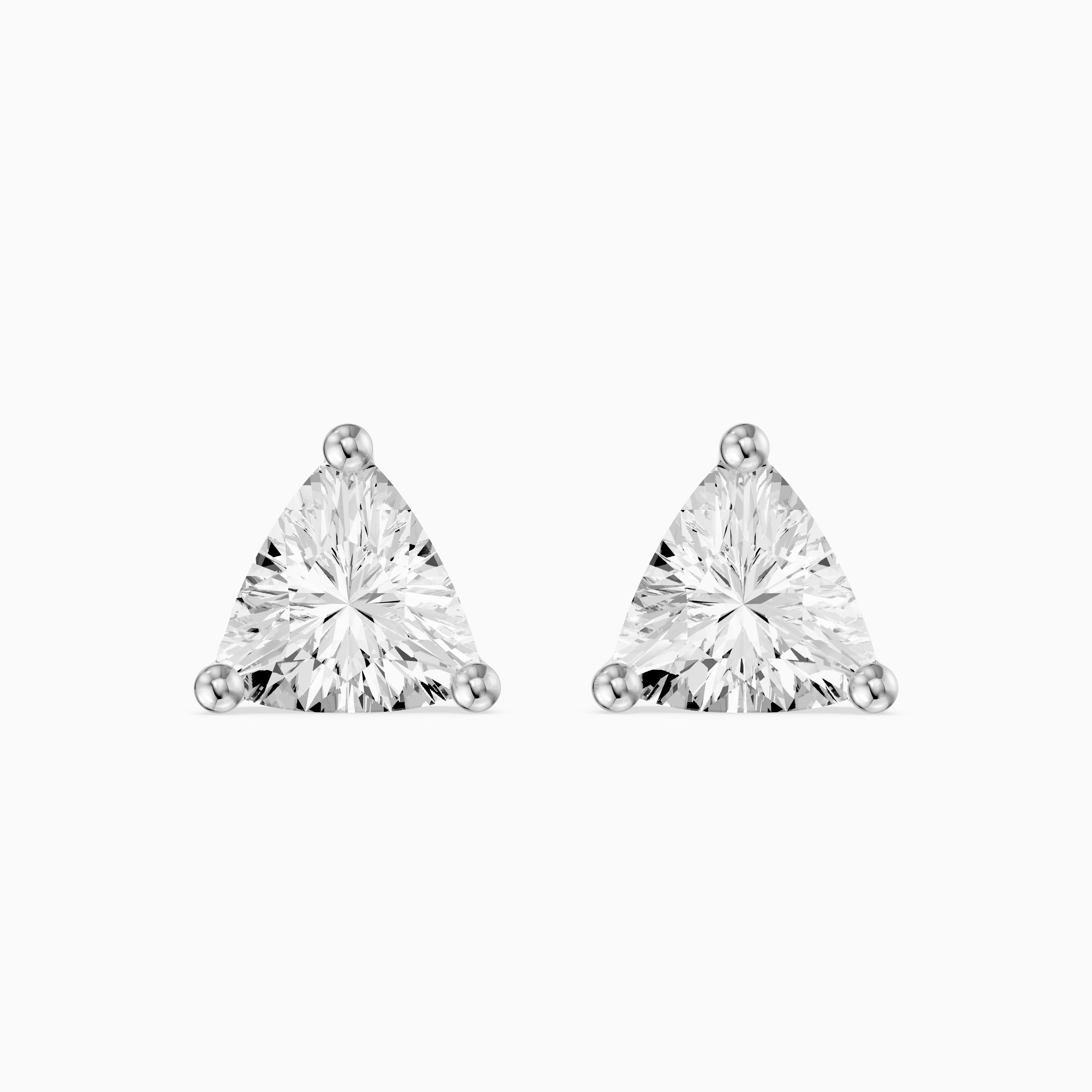 Delara Trillion Cut Blue Opal Solitaire Three Prong Basket Stud Earrings