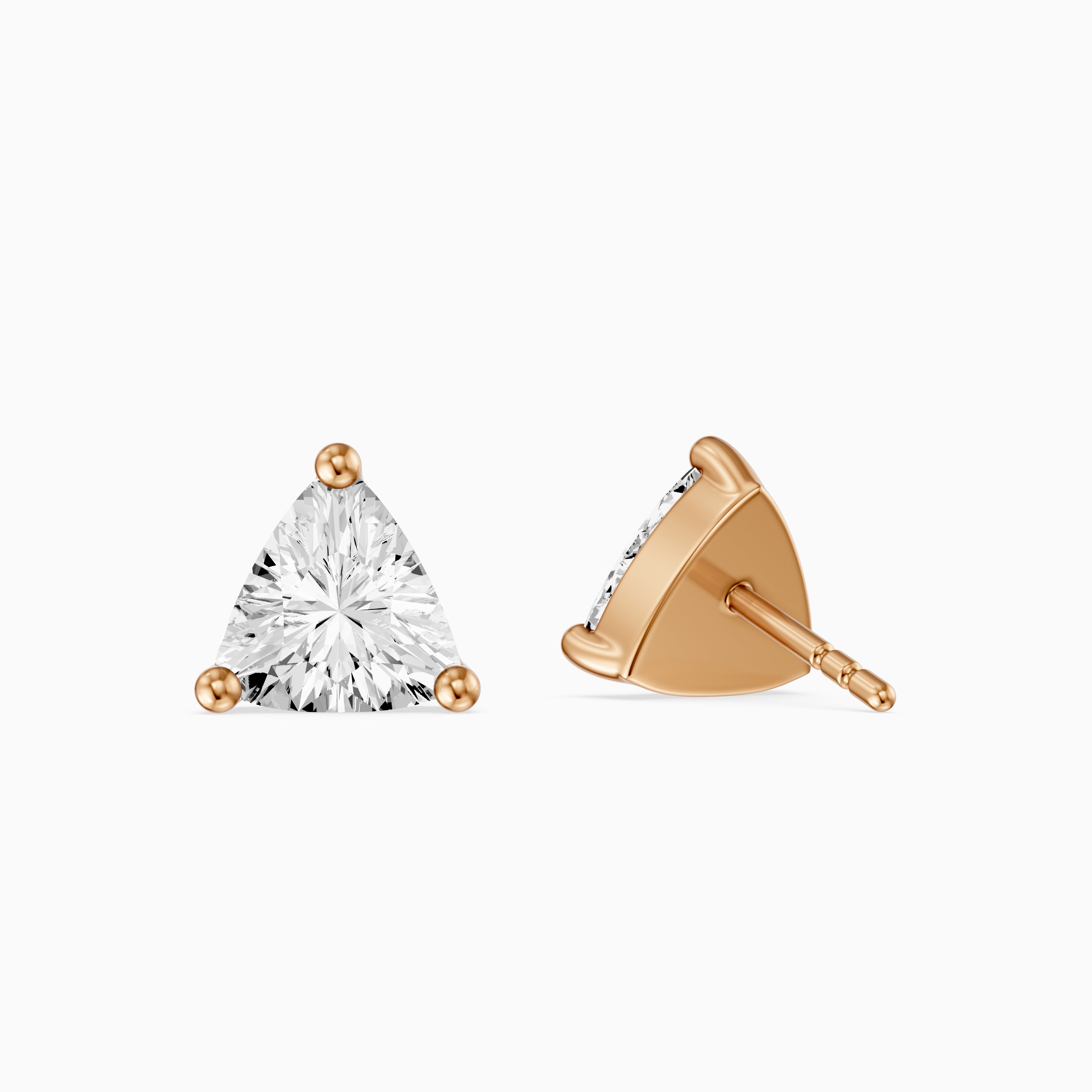 Delara Trillion Cut Blue Opal Solitaire Three Prong Basket Stud Earrings