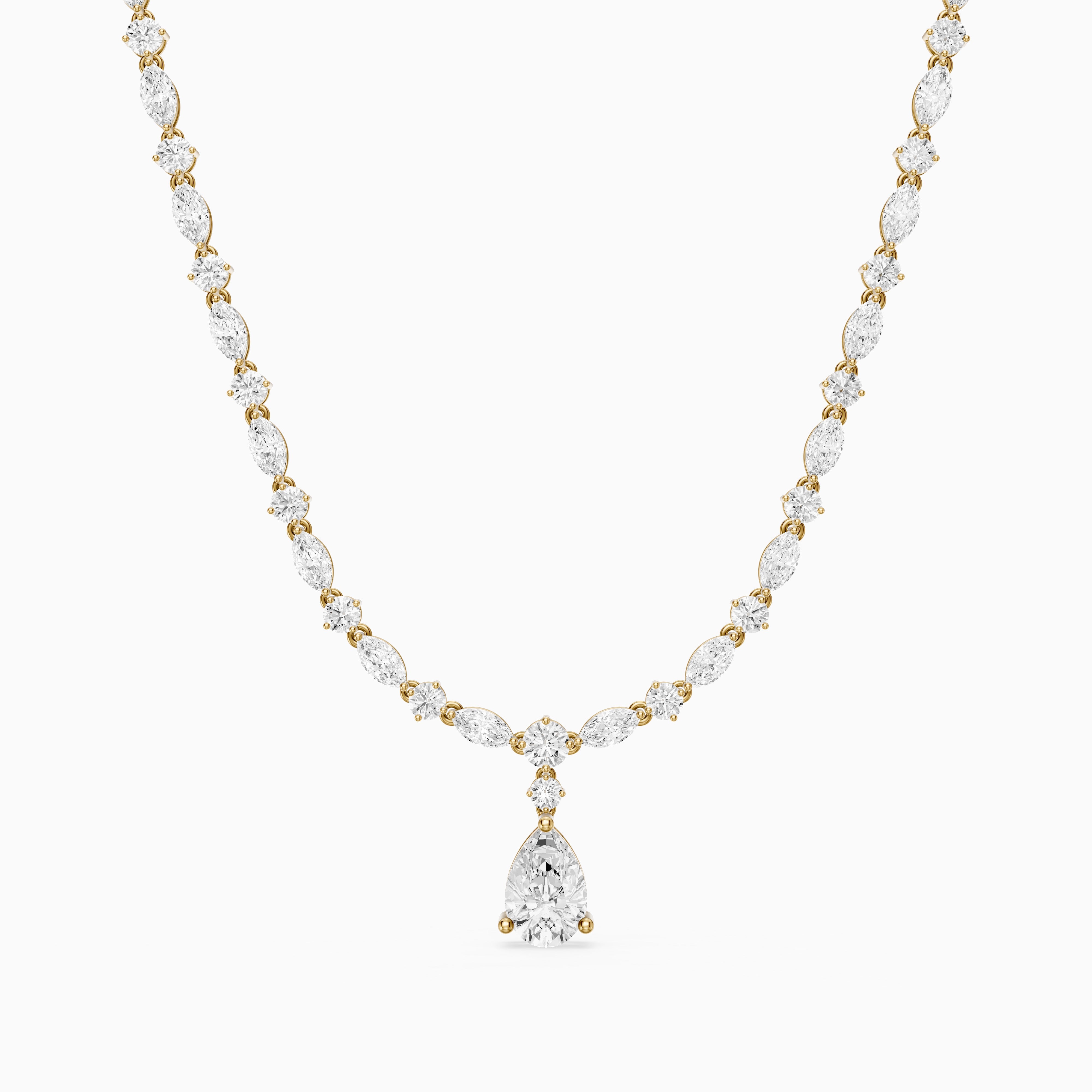 Leilani Pear, Round and Marquise Lab Grown Diamond Tennis Necklace