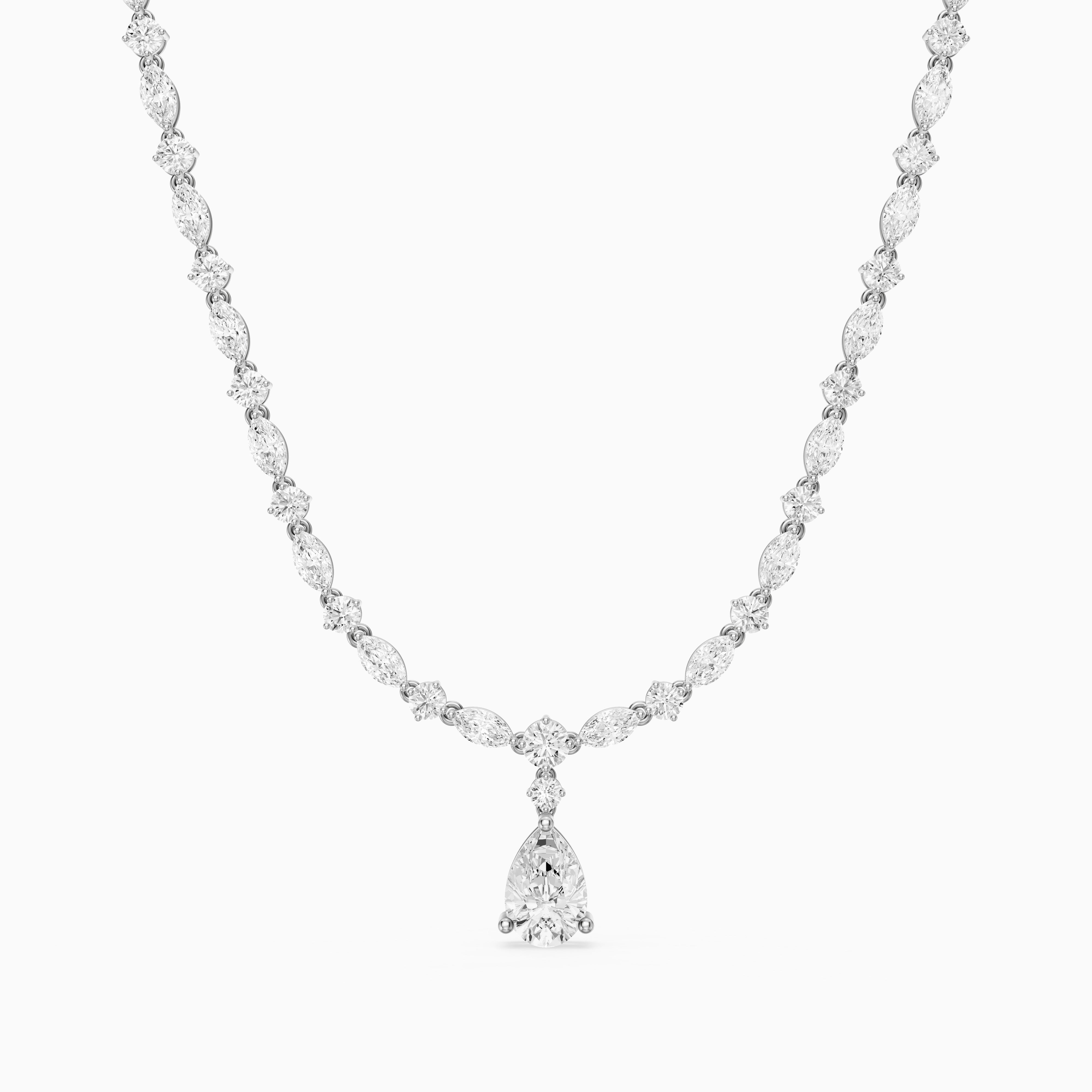 Leilani Pear, Round and Marquise Lab Grown Diamond Tennis Necklace