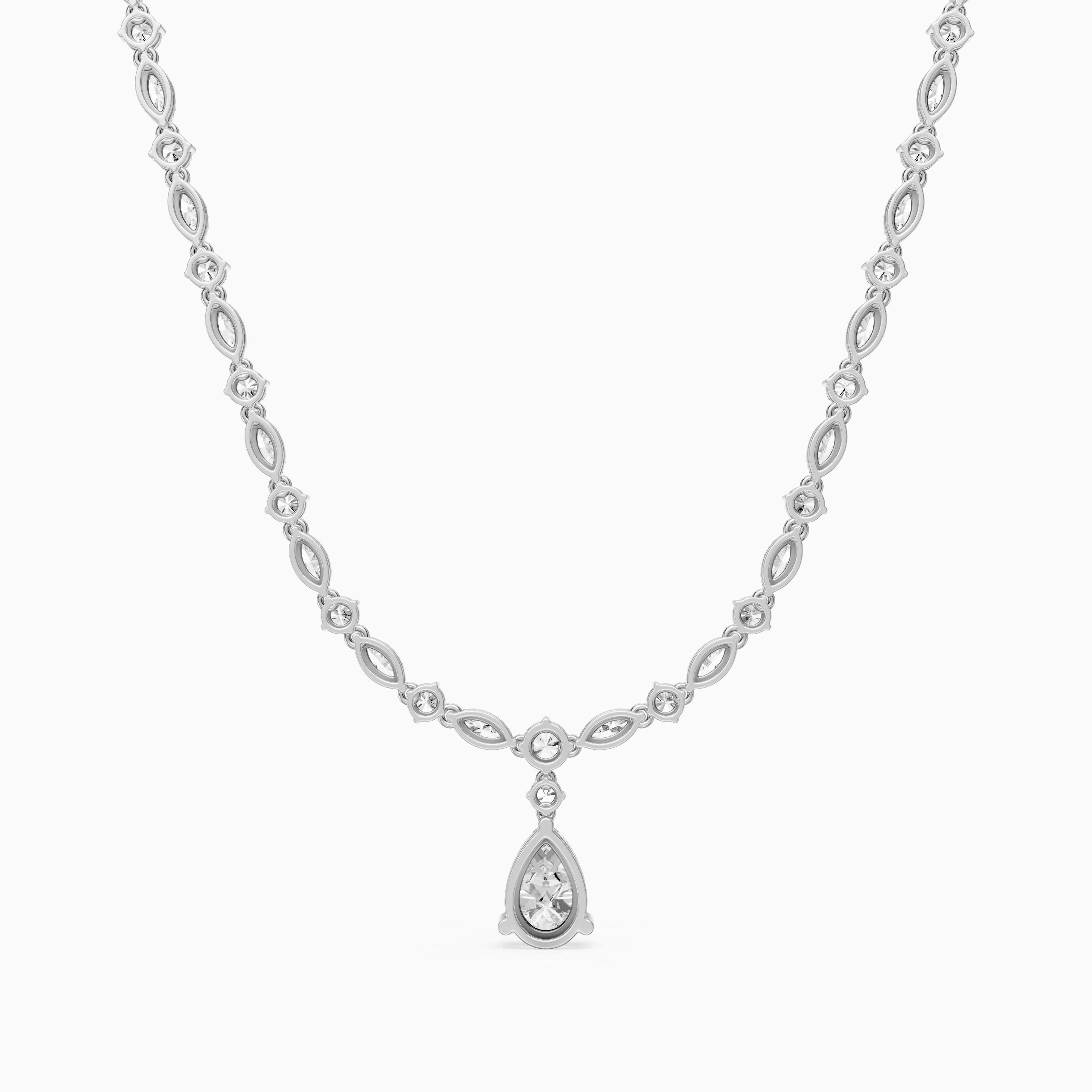 Leilani Pear, Round and Marquise Lab Grown Diamond Tennis Necklace