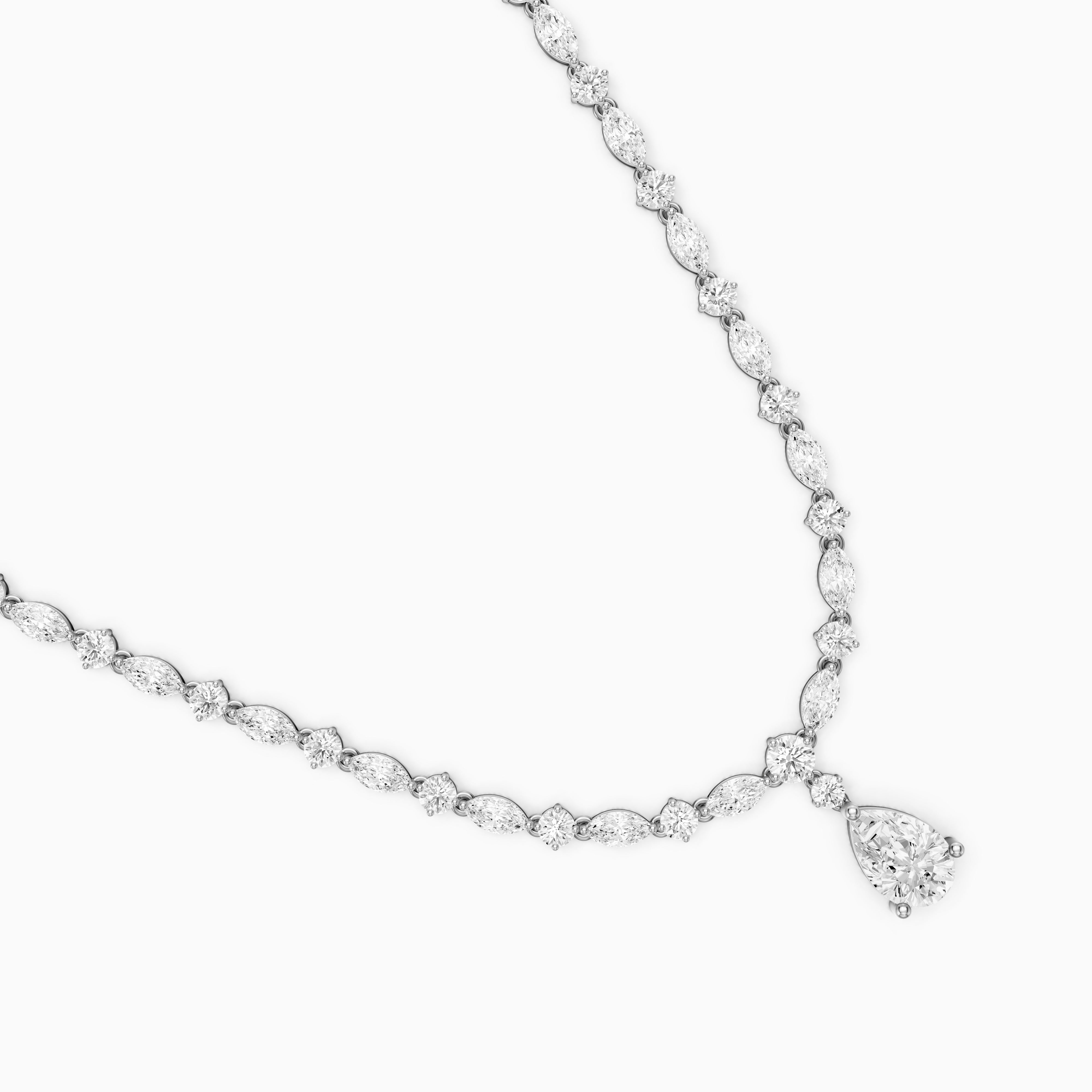 Leilani Pear, Round and Marquise Lab Grown Diamond Tennis Necklace