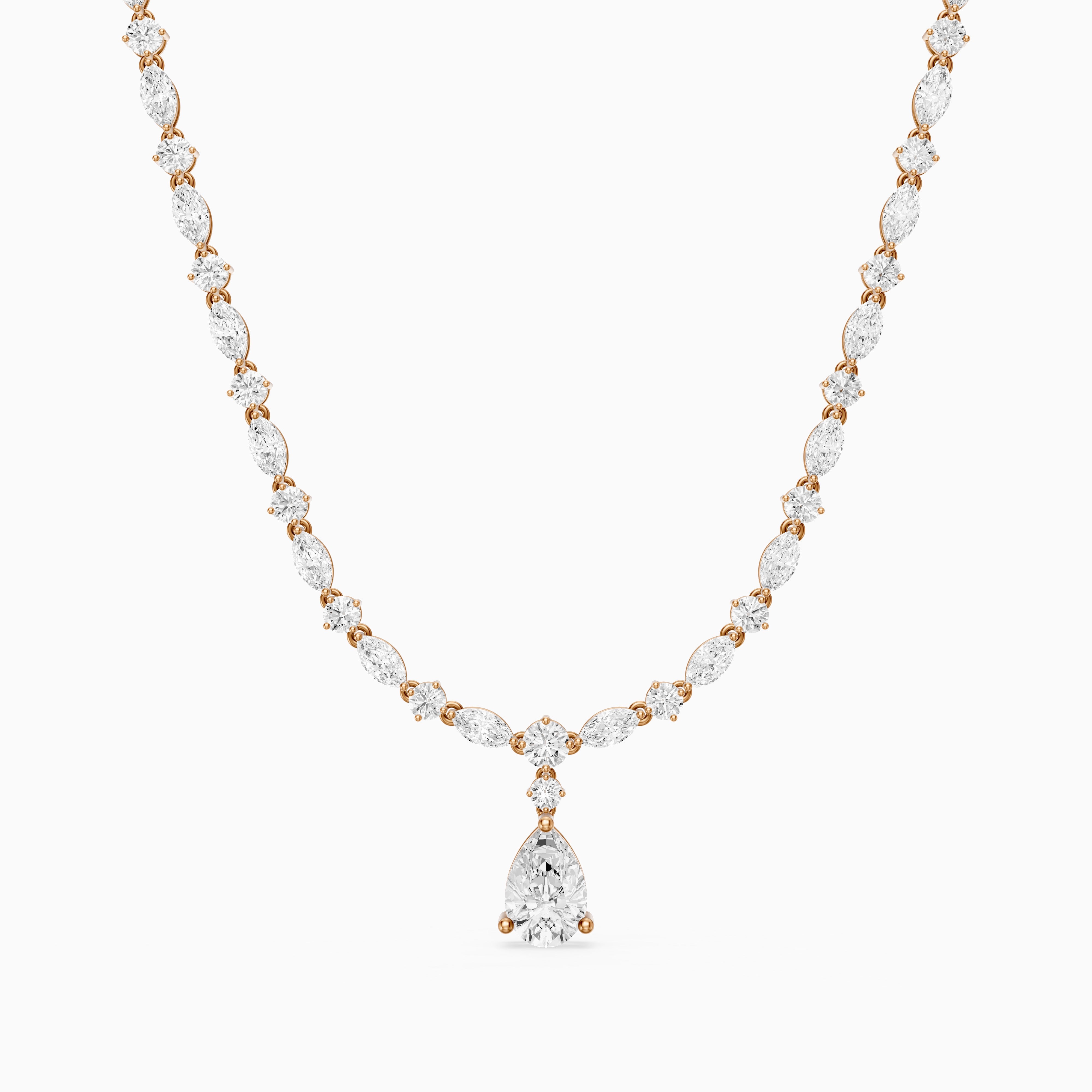 Leilani Pear, Round and Marquise Lab Grown Diamond Tennis Necklace