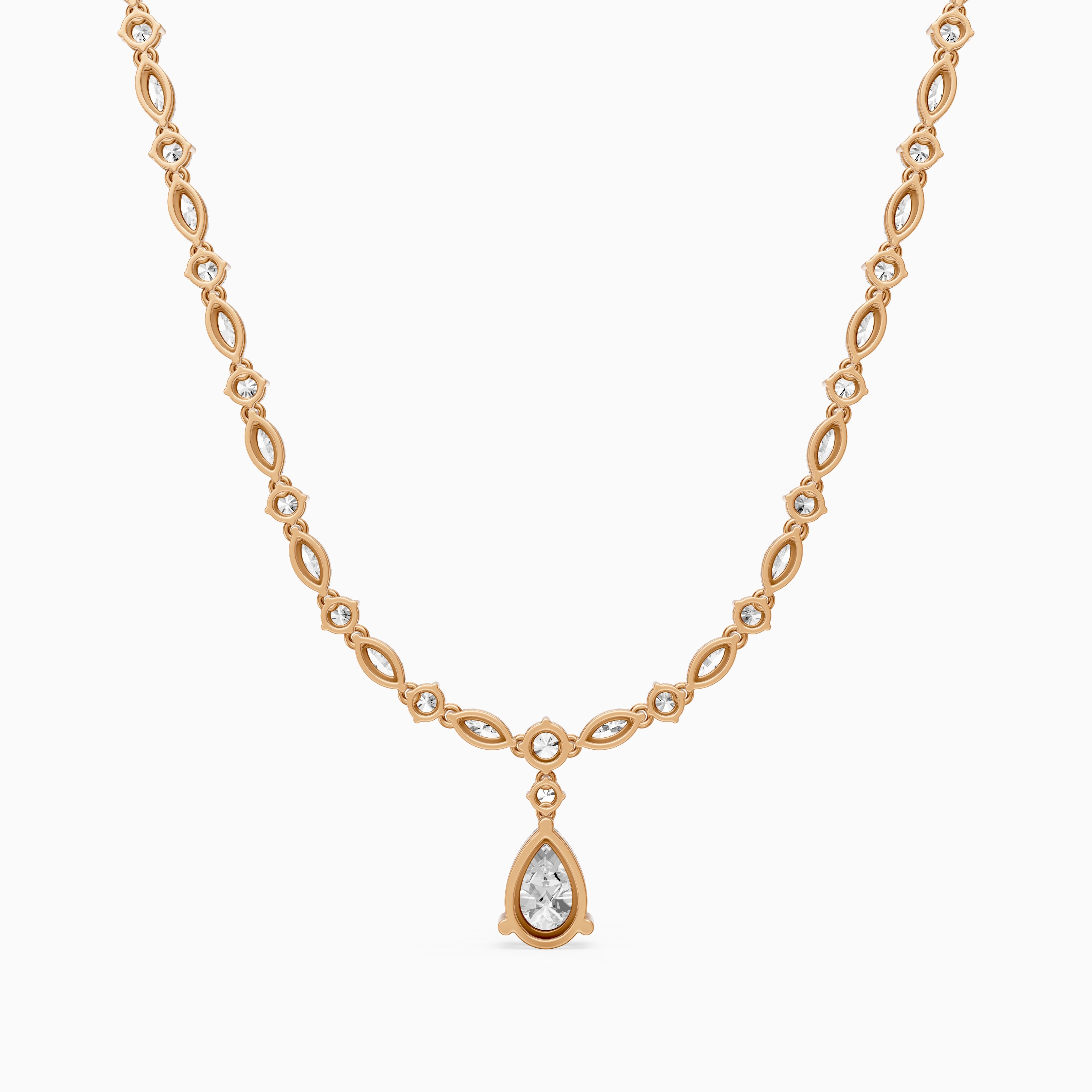 Leilani Pear, Round and Marquise Lab Grown Diamond Tennis Necklace