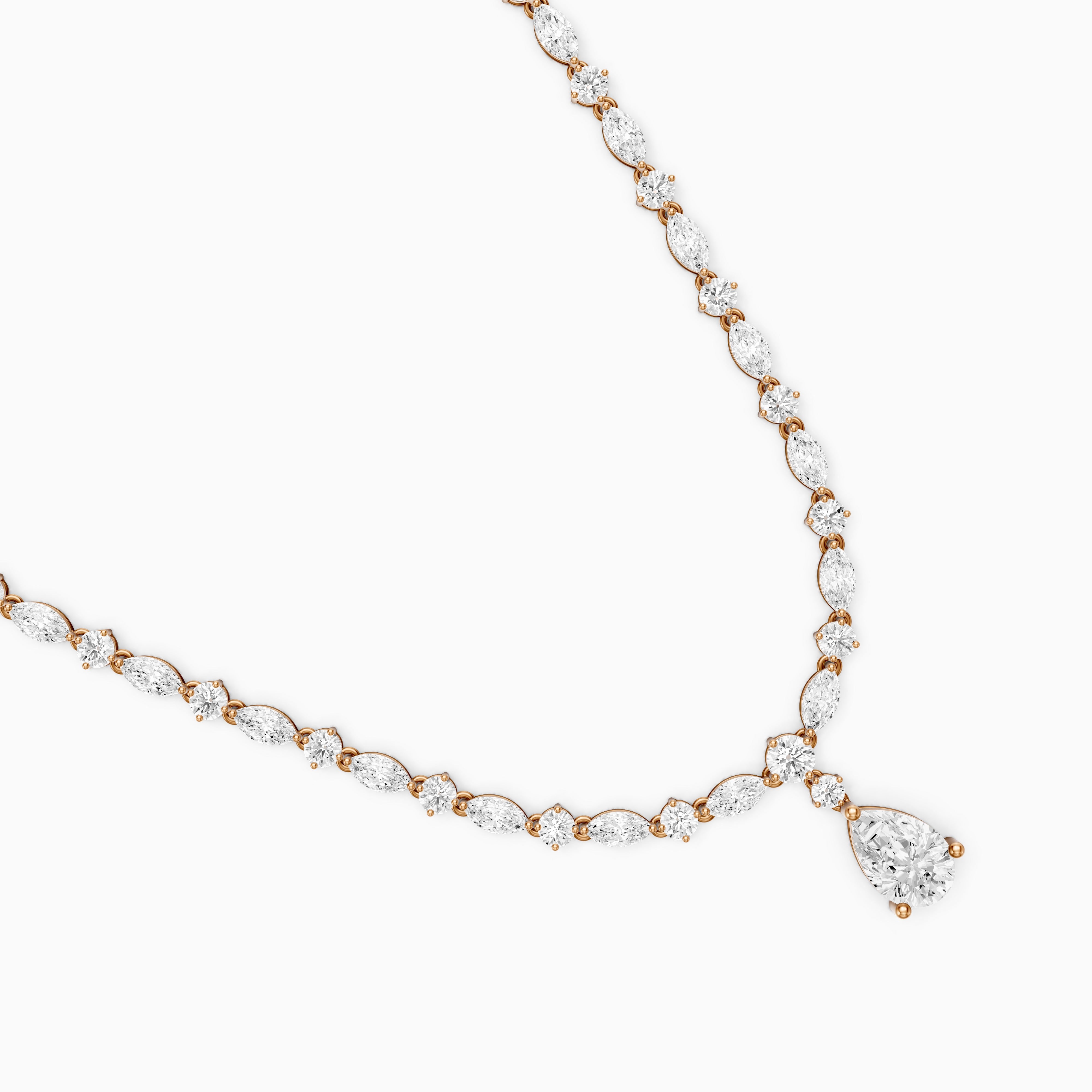Leilani Pear, Round and Marquise Lab Grown Diamond Tennis Necklace