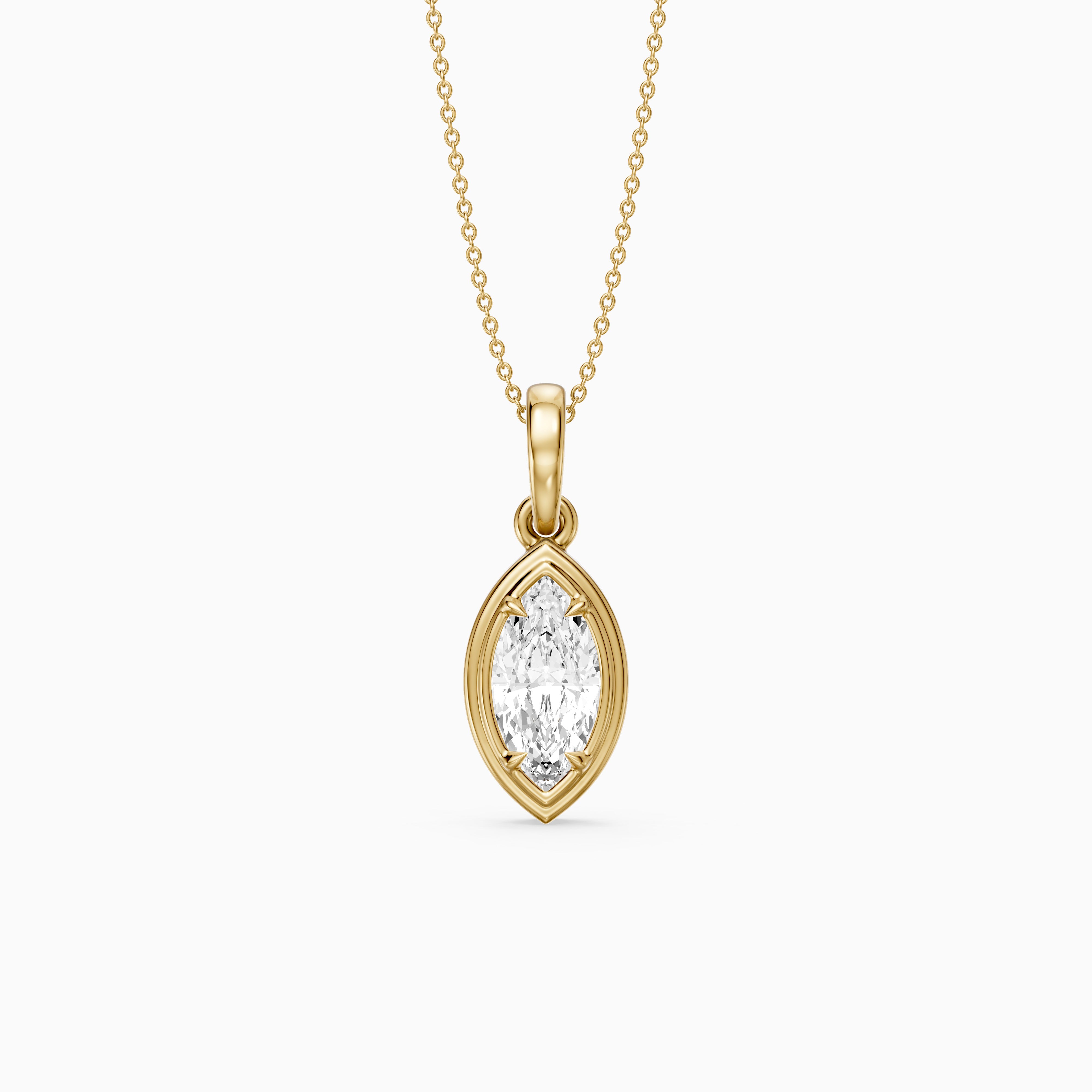 Elowyn Marquise Lab Grown Diamond Double Bezel Pendant