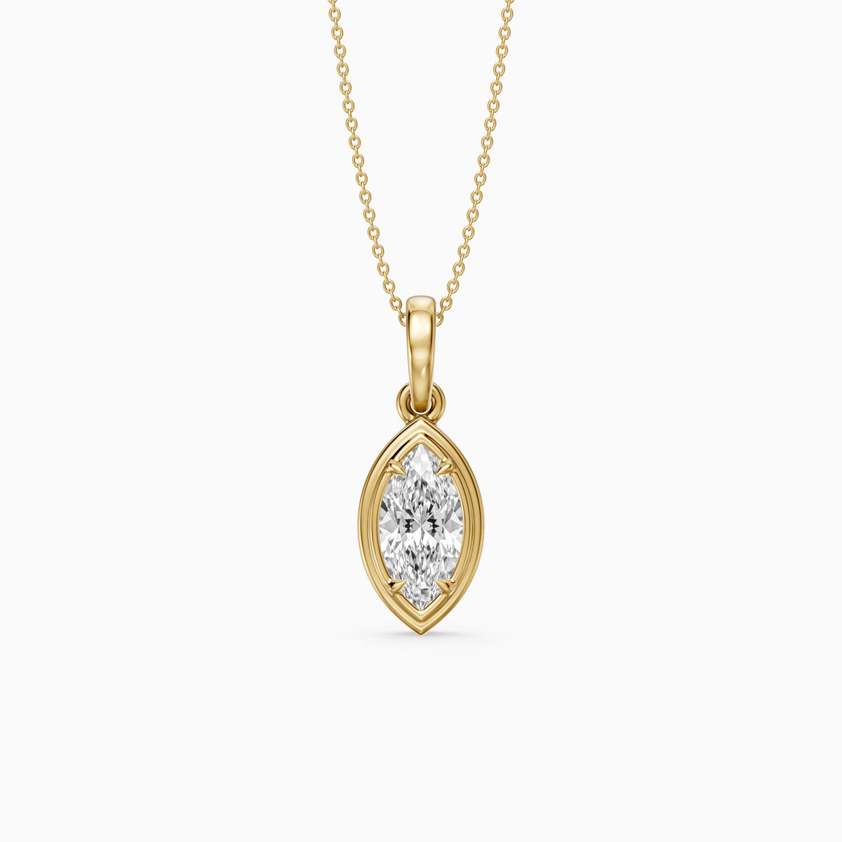Elowyn Marquise Lab Grown Diamond Double Bezel Pendant