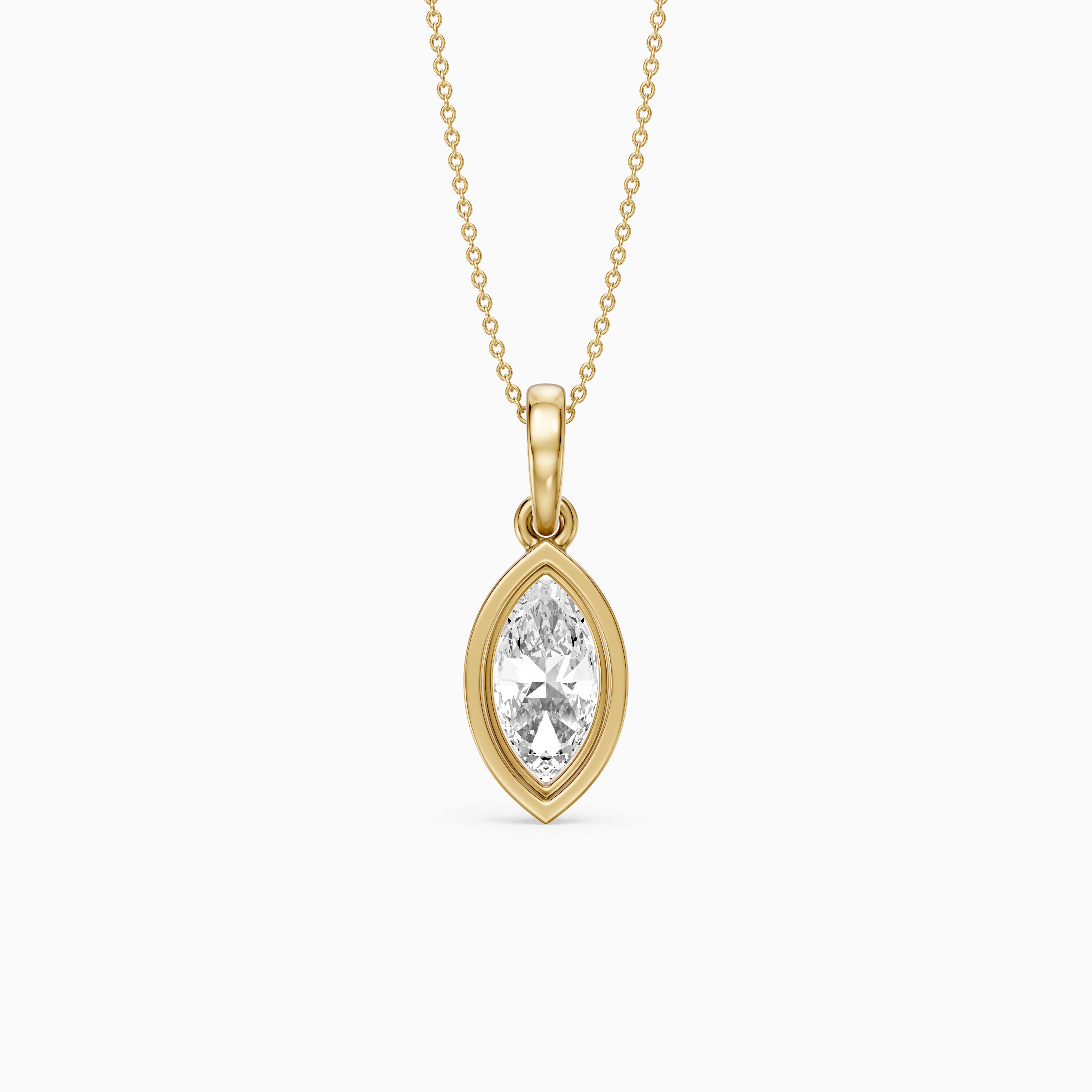 Elowyn Marquise Lab Grown Diamond Double Bezel Pendant
