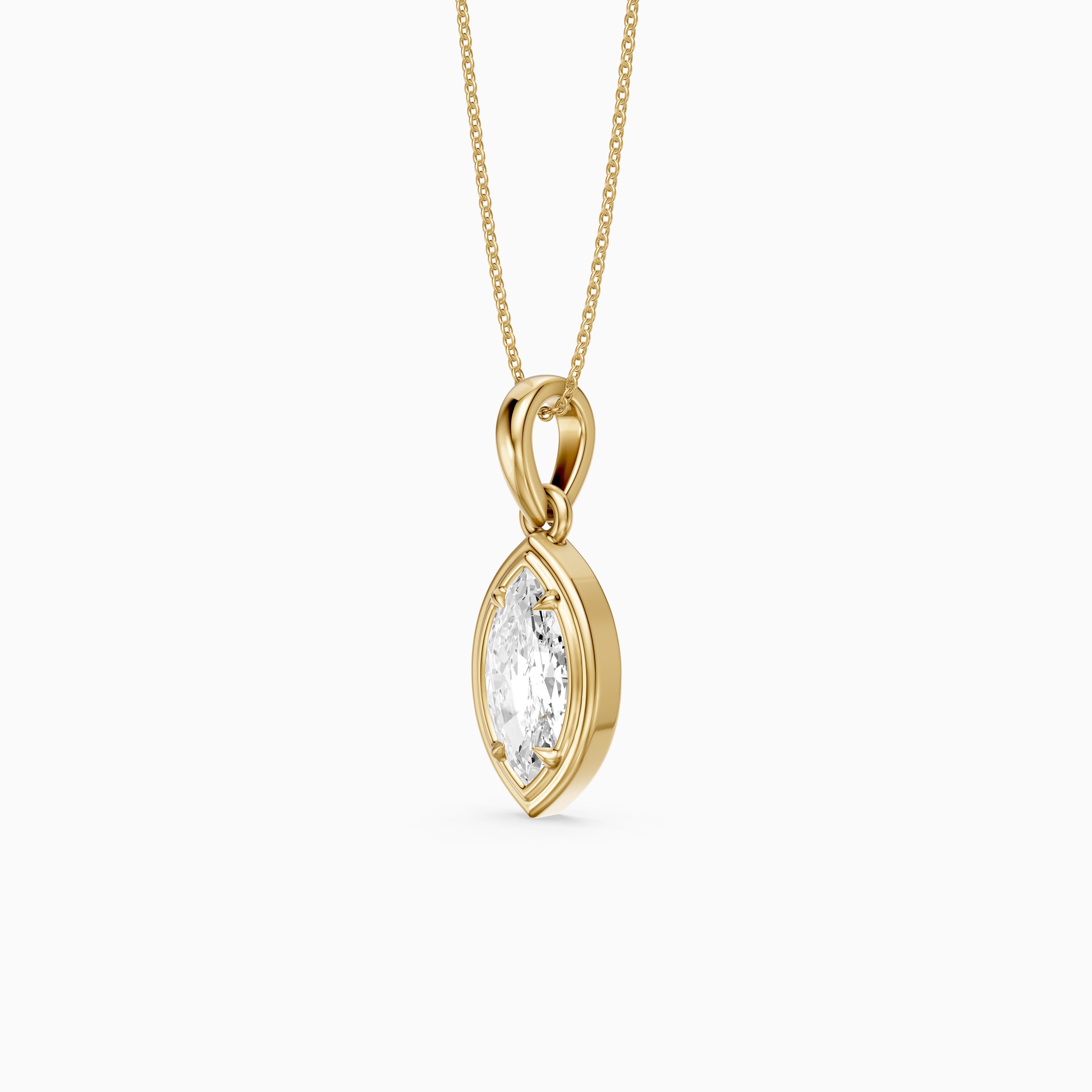 Elowyn Marquise Lab Grown Diamond Double Bezel Pendant