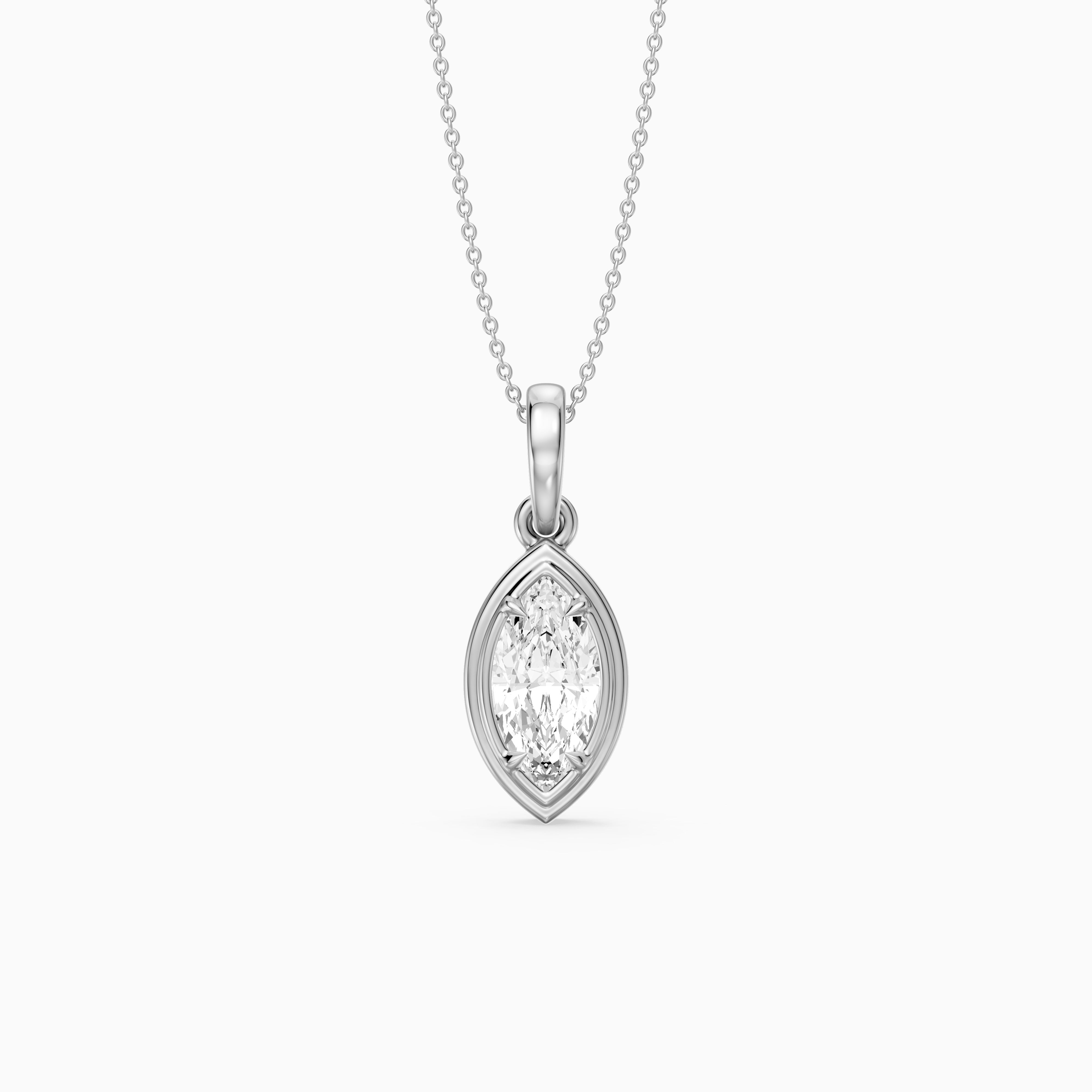 Elowyn Marquise Lab Grown Diamond Double Bezel Pendant