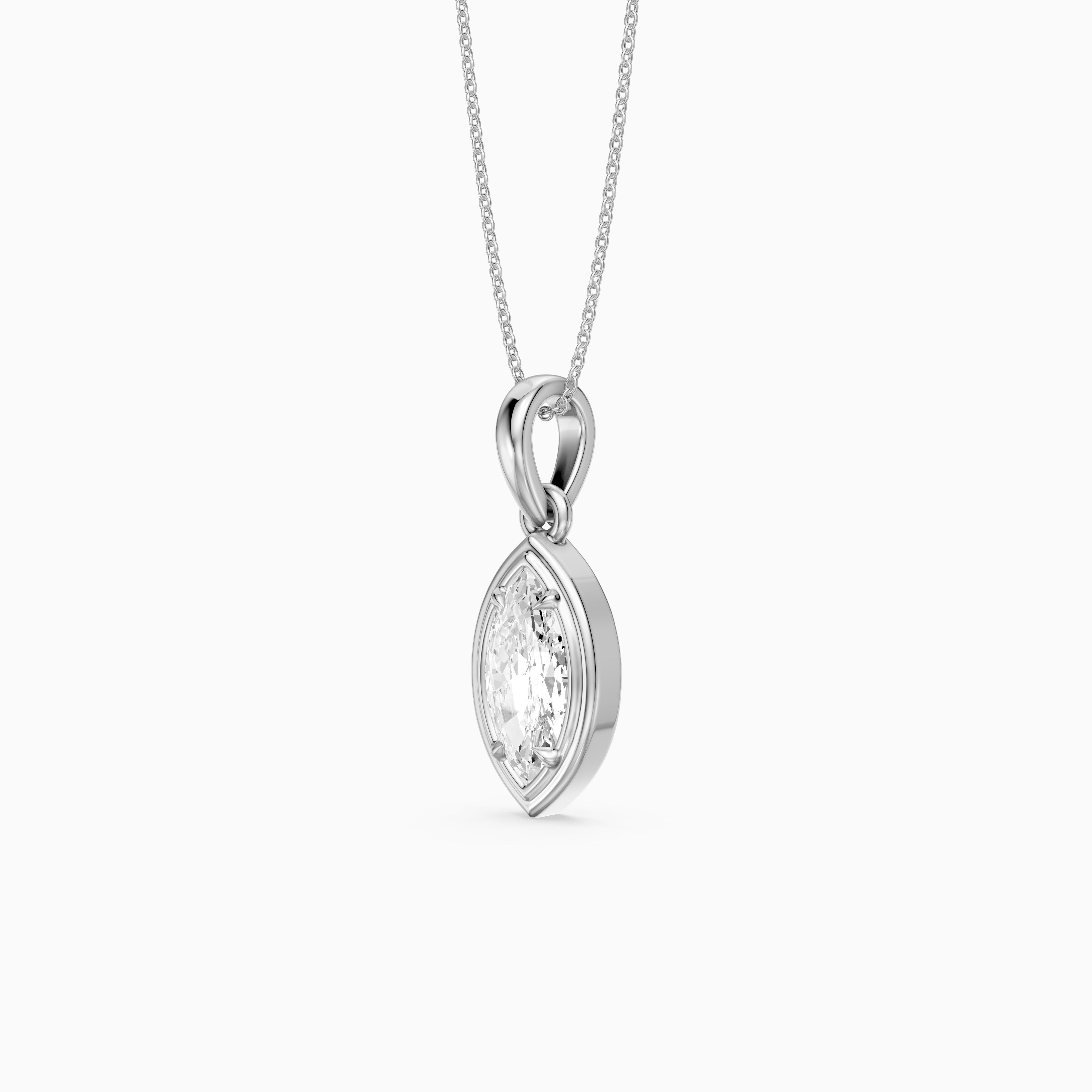 Elowyn Marquise Lab Grown Diamond Double Bezel Pendant