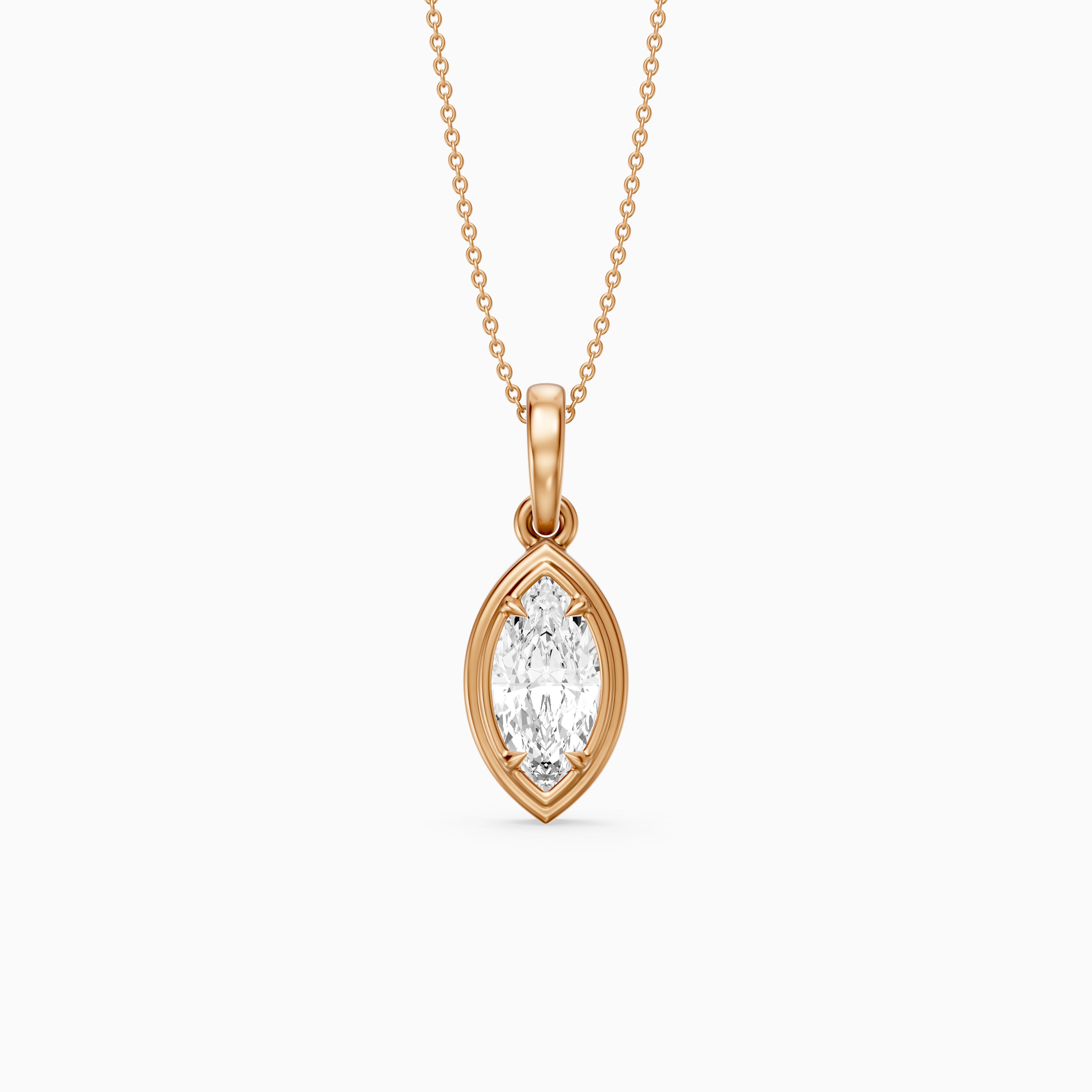 Elowyn Marquise Lab Grown Diamond Double Bezel Pendant