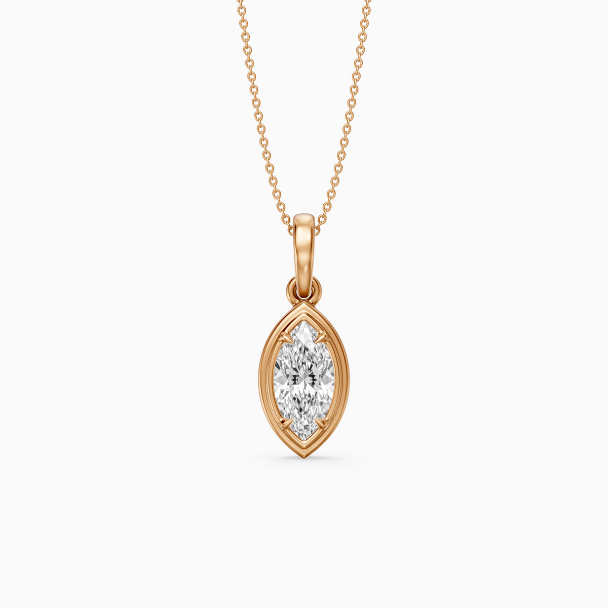 Elowyn Marquise Lab Grown Diamond Double Bezel Pendant