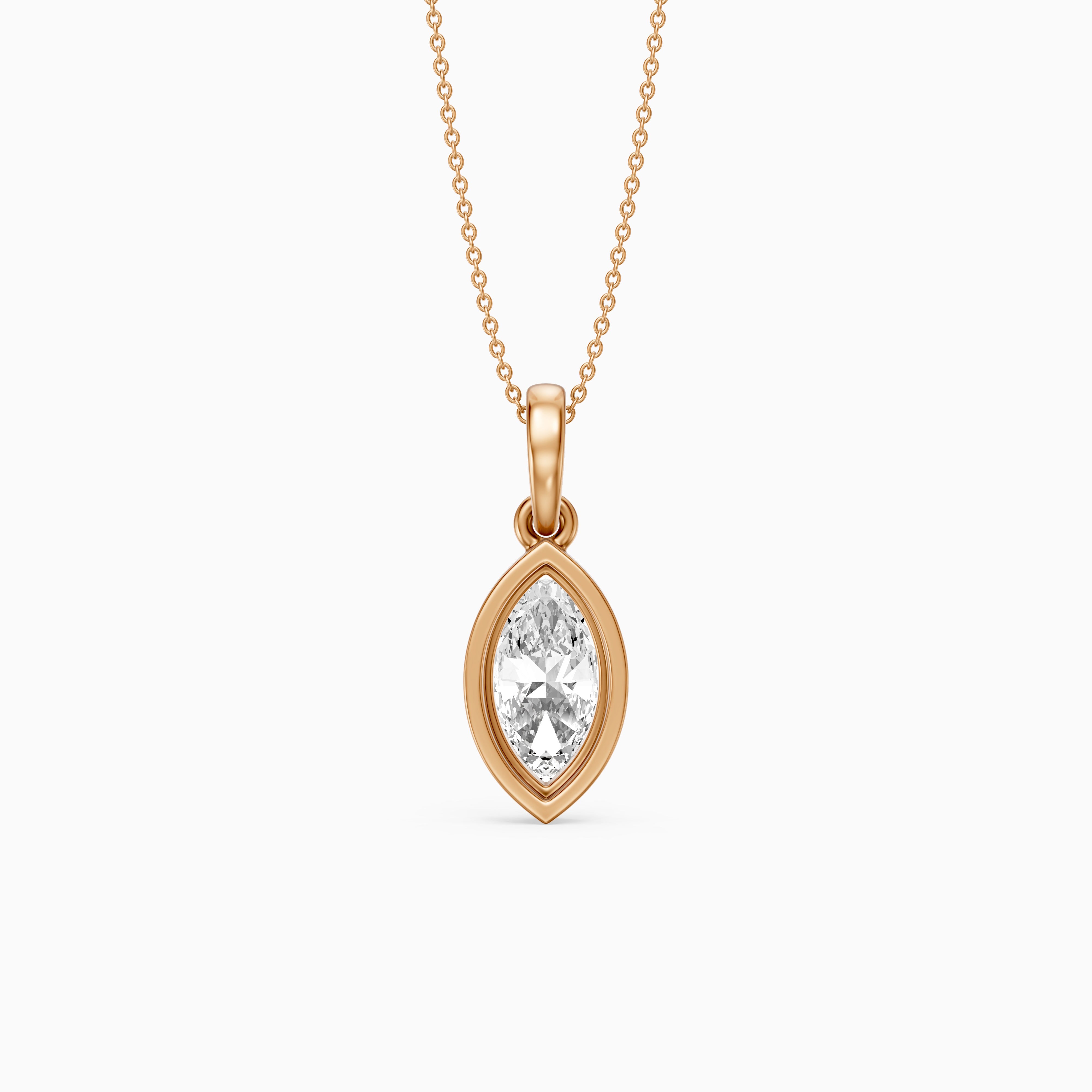 Elowyn Marquise Lab Grown Diamond Double Bezel Pendant