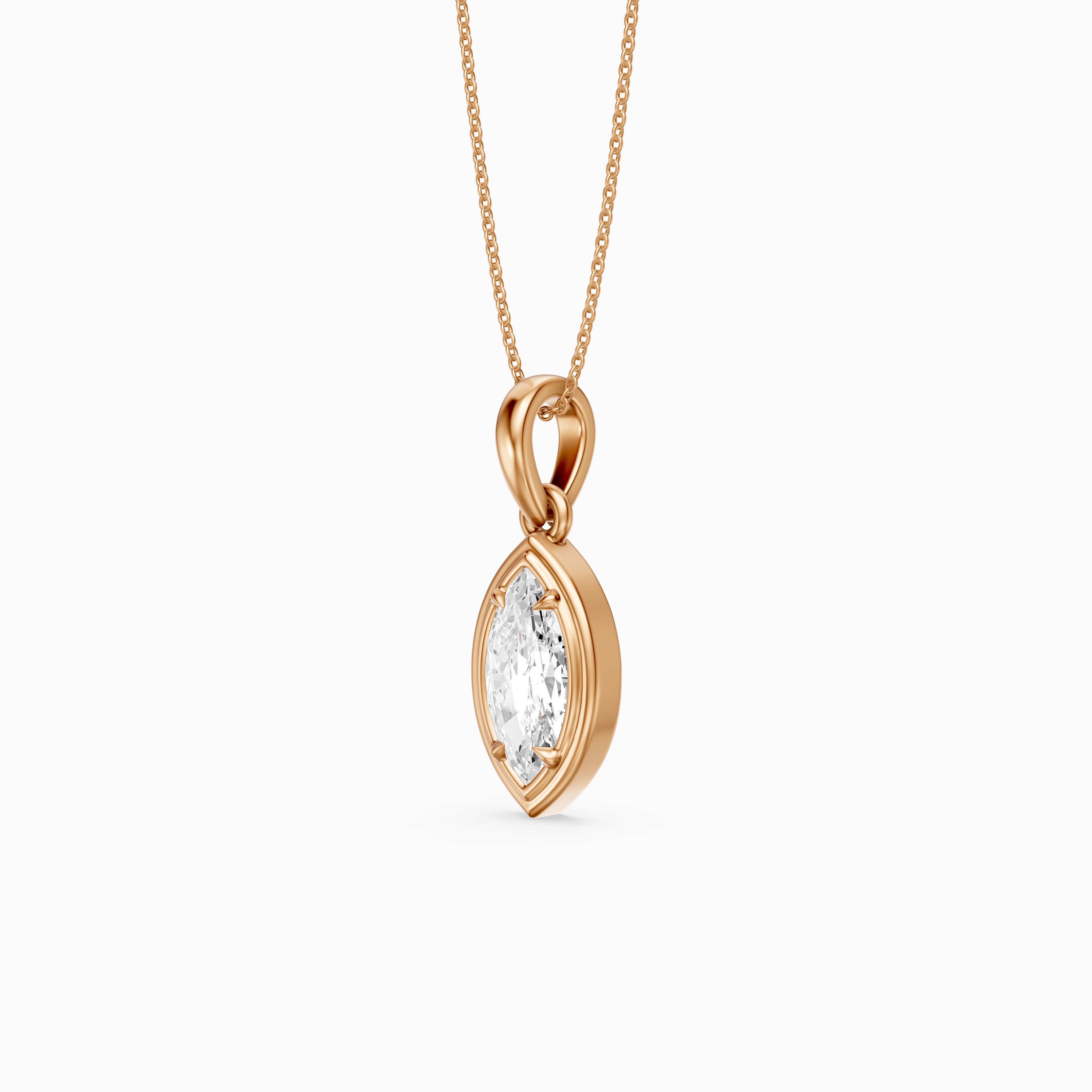 Elowyn Marquise Lab Grown Diamond Double Bezel Pendant