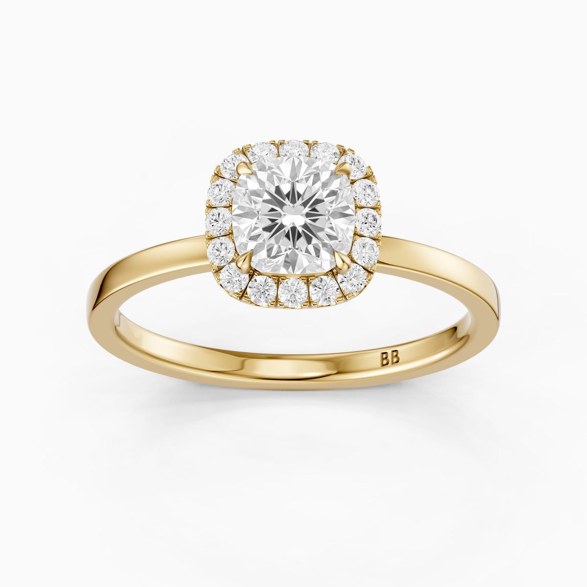 Addilyn Cushion Cut Halo Moissanite Diamond Engagement Ring