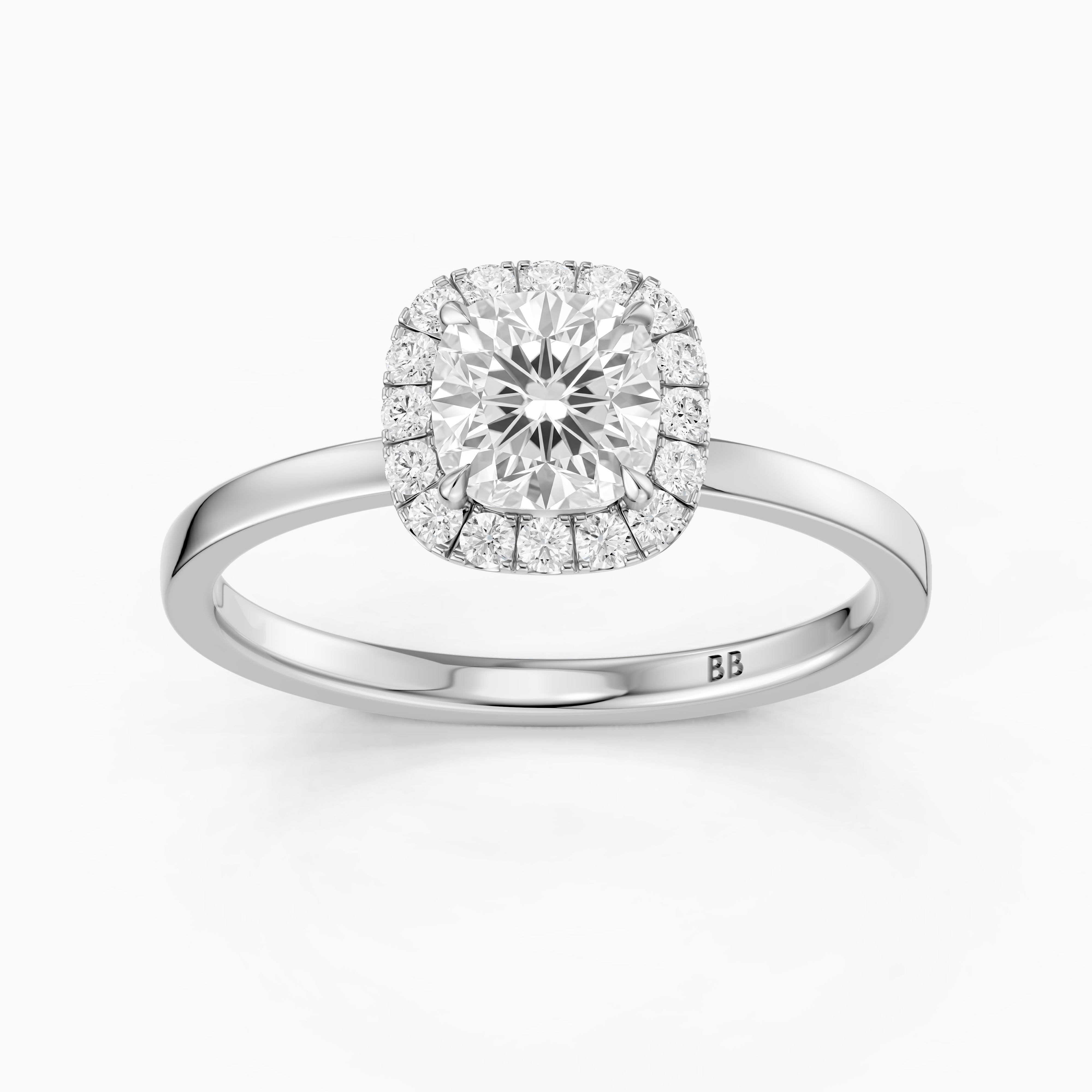 Addilyn Cushion Cut Halo Moissanite Diamond Engagement Ring
