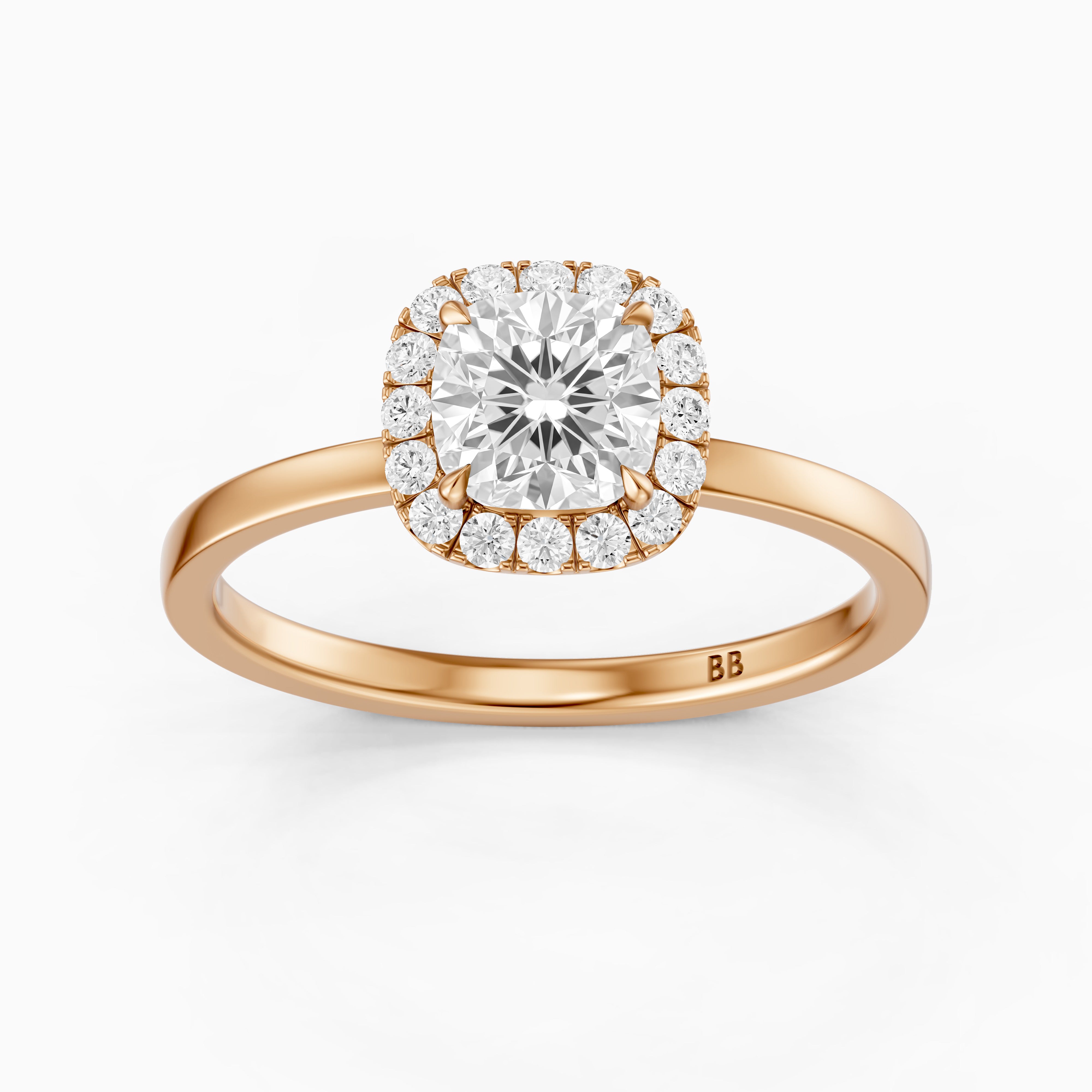 Addilyn Cushion Cut Halo Moissanite Diamond Engagement Ring