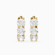 Kari Round Lab Grown Diamond Three Stone Huggie Hoop Earrings
