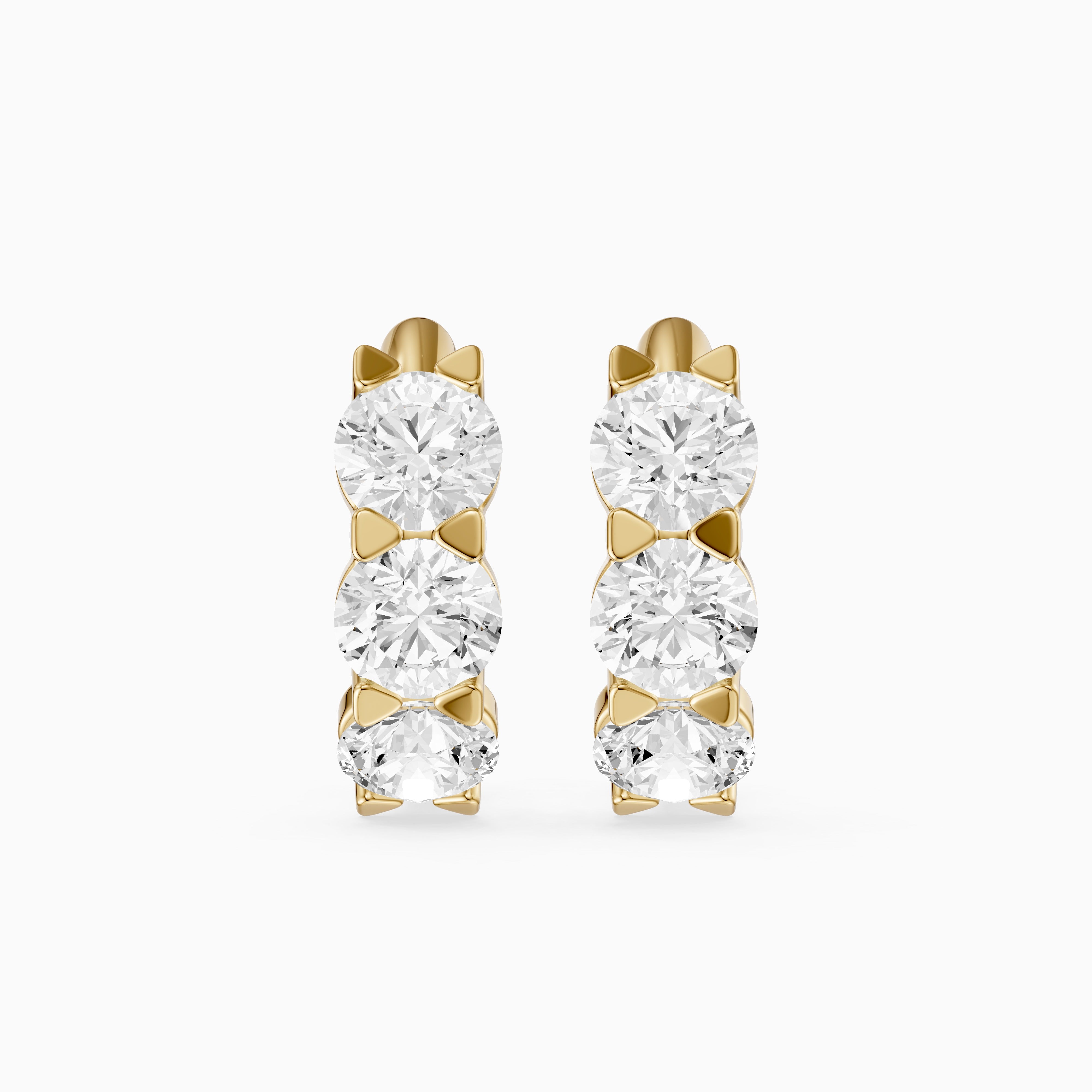 Kari Round Lab Grown Diamond Three Stone Huggie Hoop Earrings