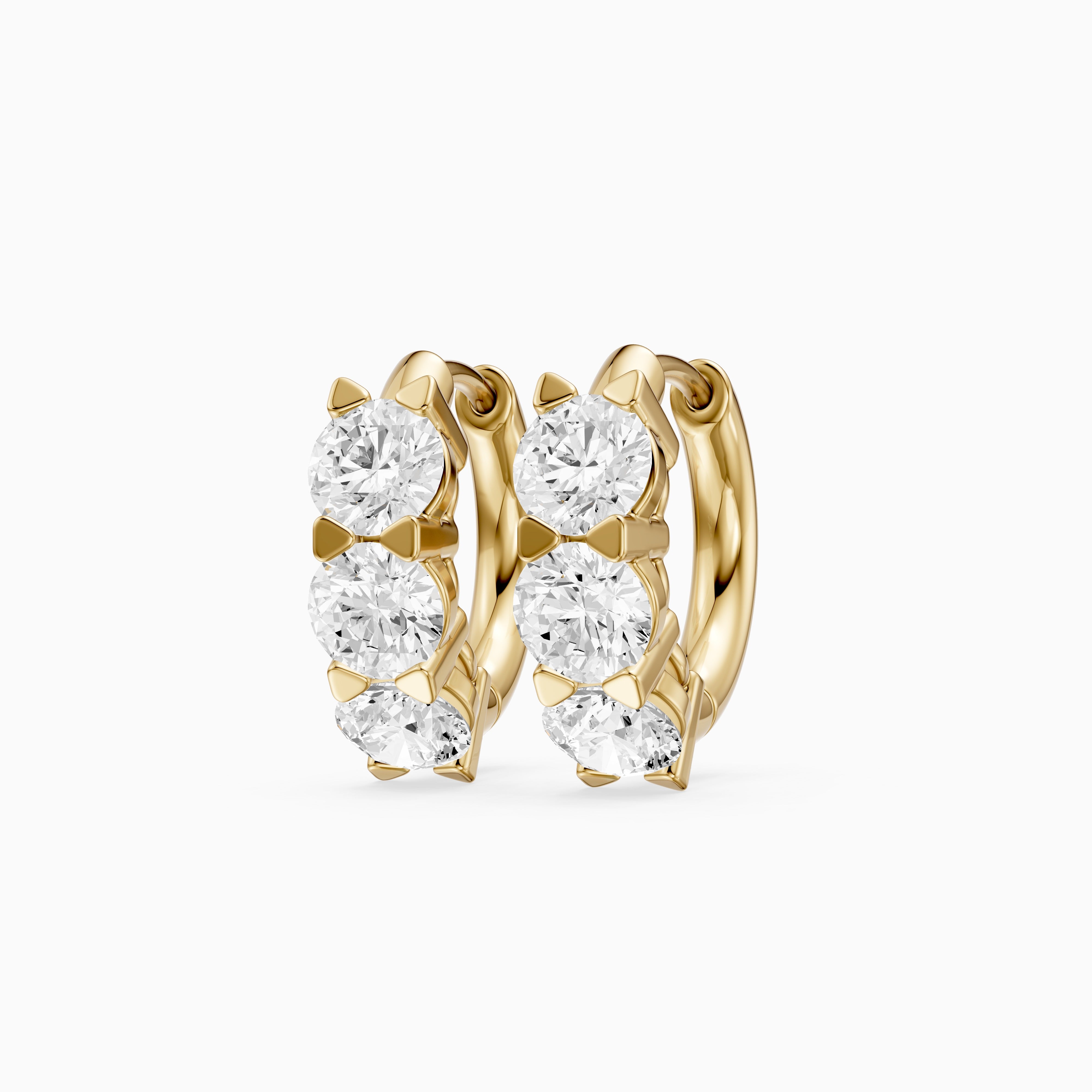 Kari Round Lab Grown Diamond Three Stone Huggie Hoop Earrings