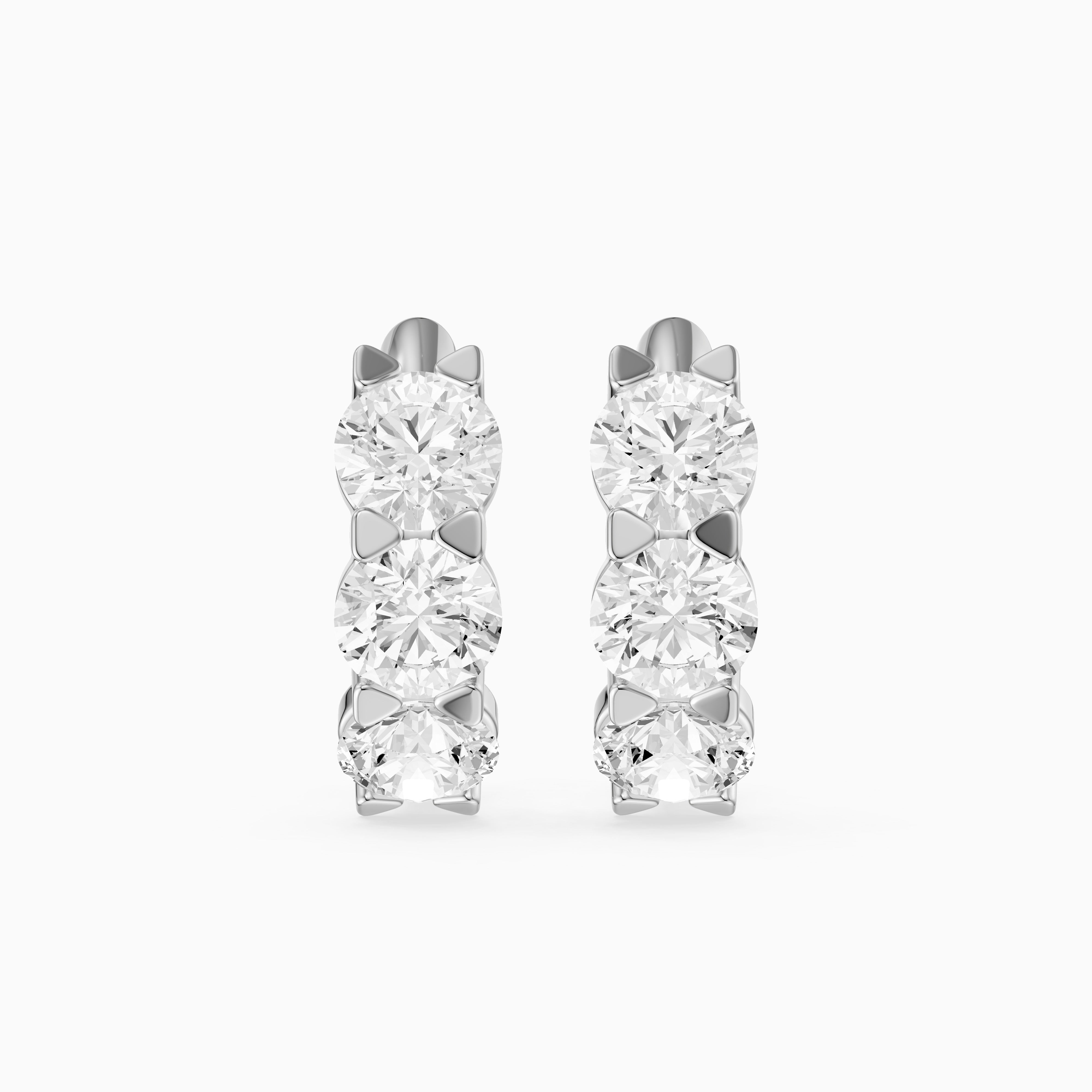 Kari Round Lab Grown Diamond Three Stone Huggie Hoop Earrings
