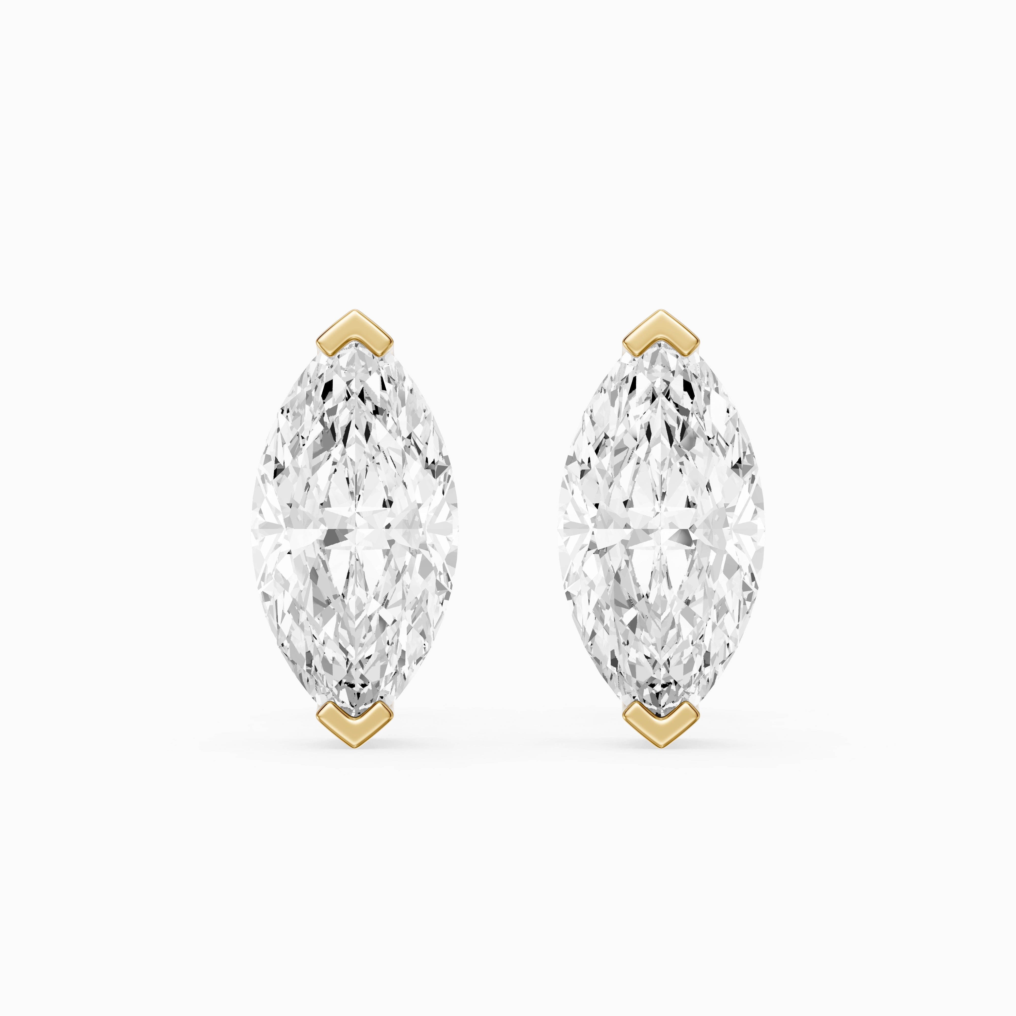 Eleanora Marquise Cut Lab Diamond North South Solitaire Stud Earrings