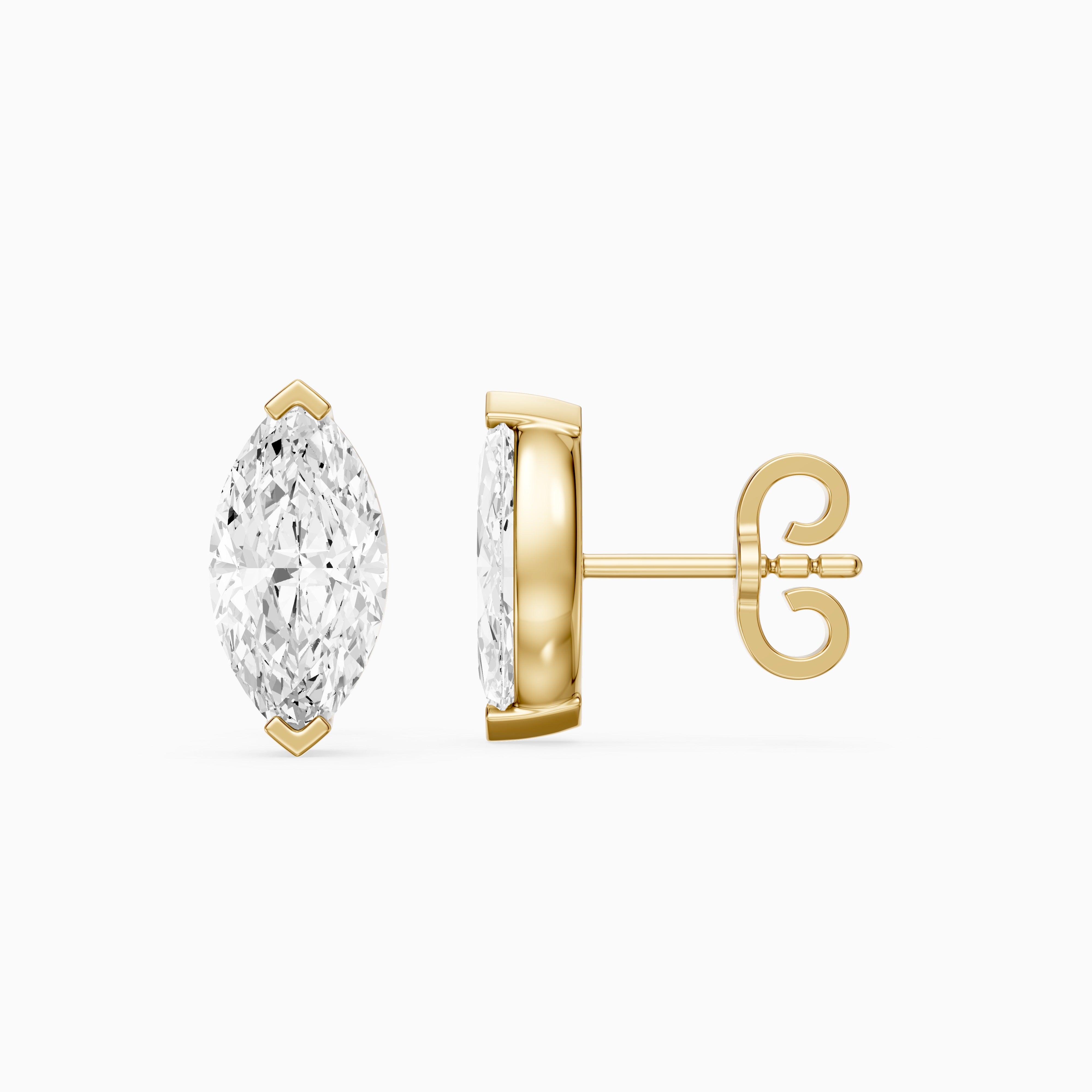 Eleanora Marquise Cut Lab Diamond North South Solitaire Stud Earrings