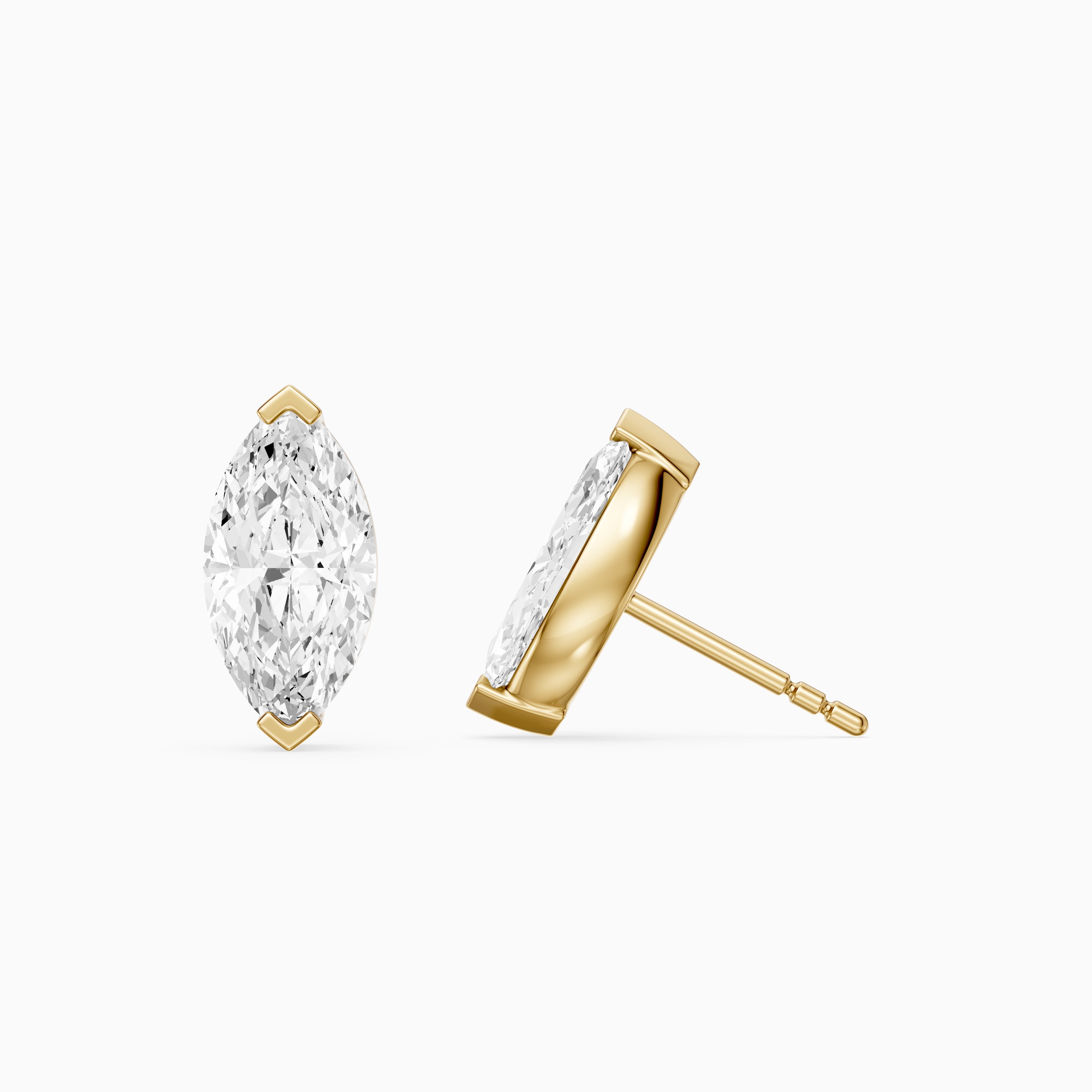 Eleanora Marquise Cut Lab Diamond North South Solitaire Stud Earrings