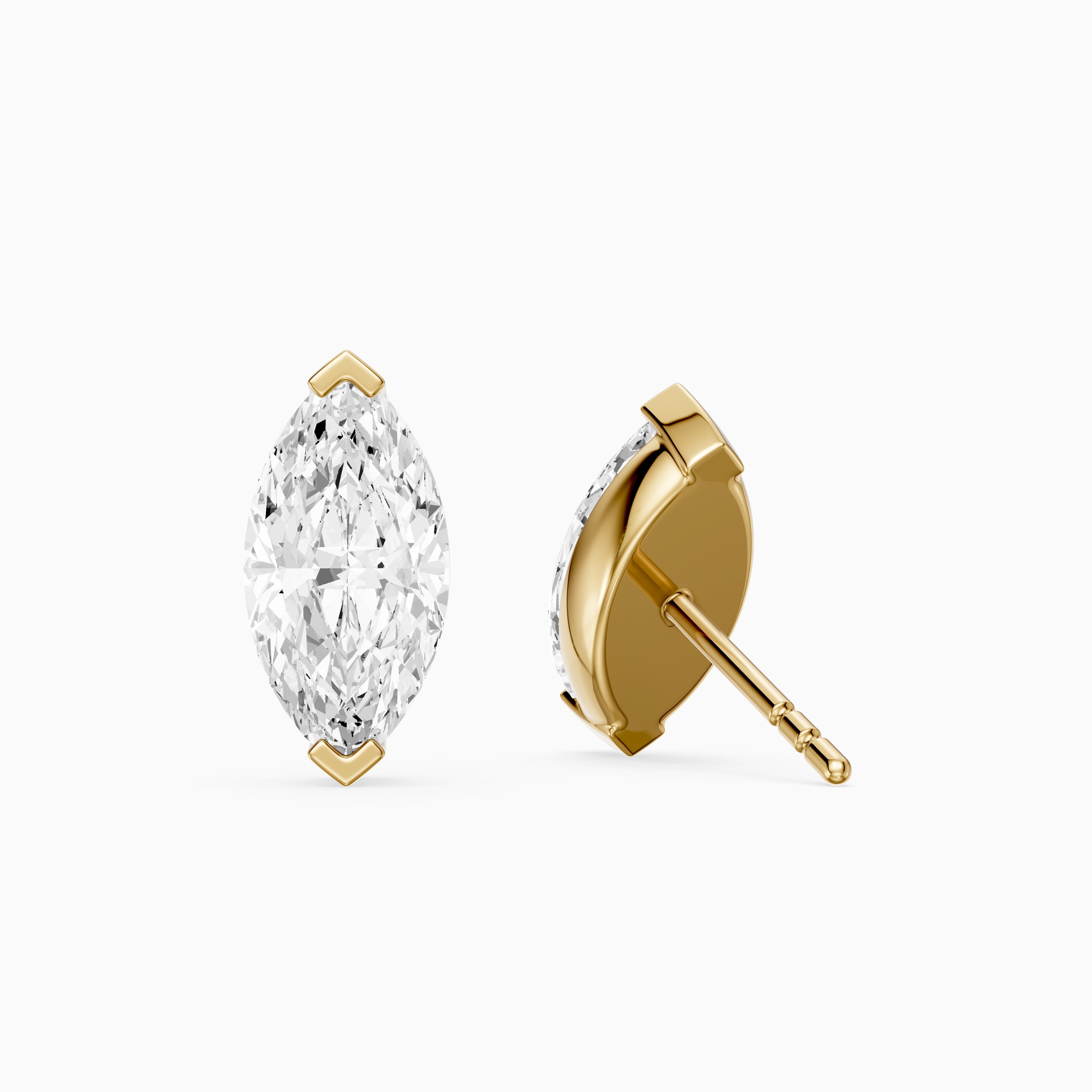 Eleanora Marquise Cut Lab Diamond North South Solitaire Stud Earrings