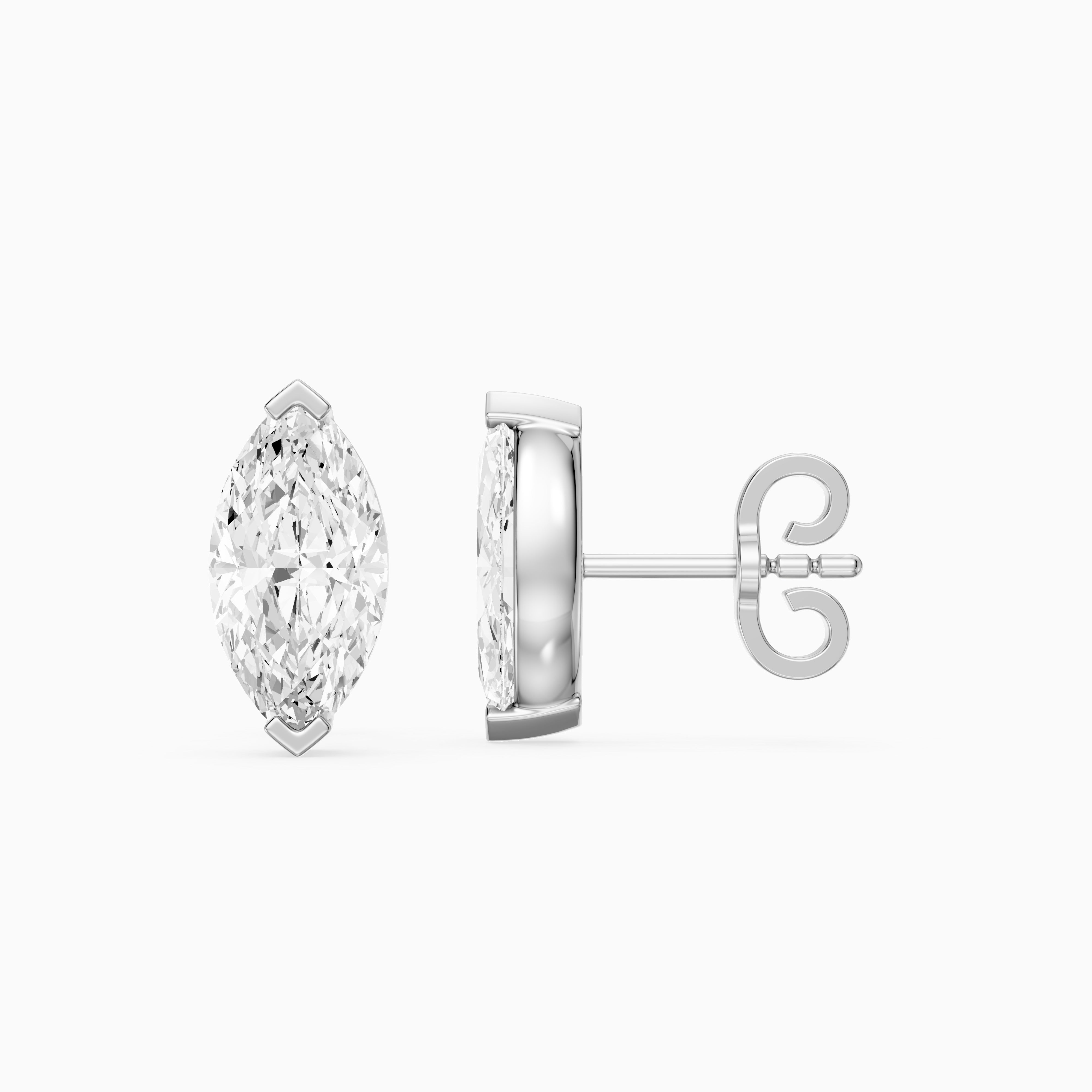 Eleanora Marquise Cut Lab Diamond North South Solitaire Stud Earrings