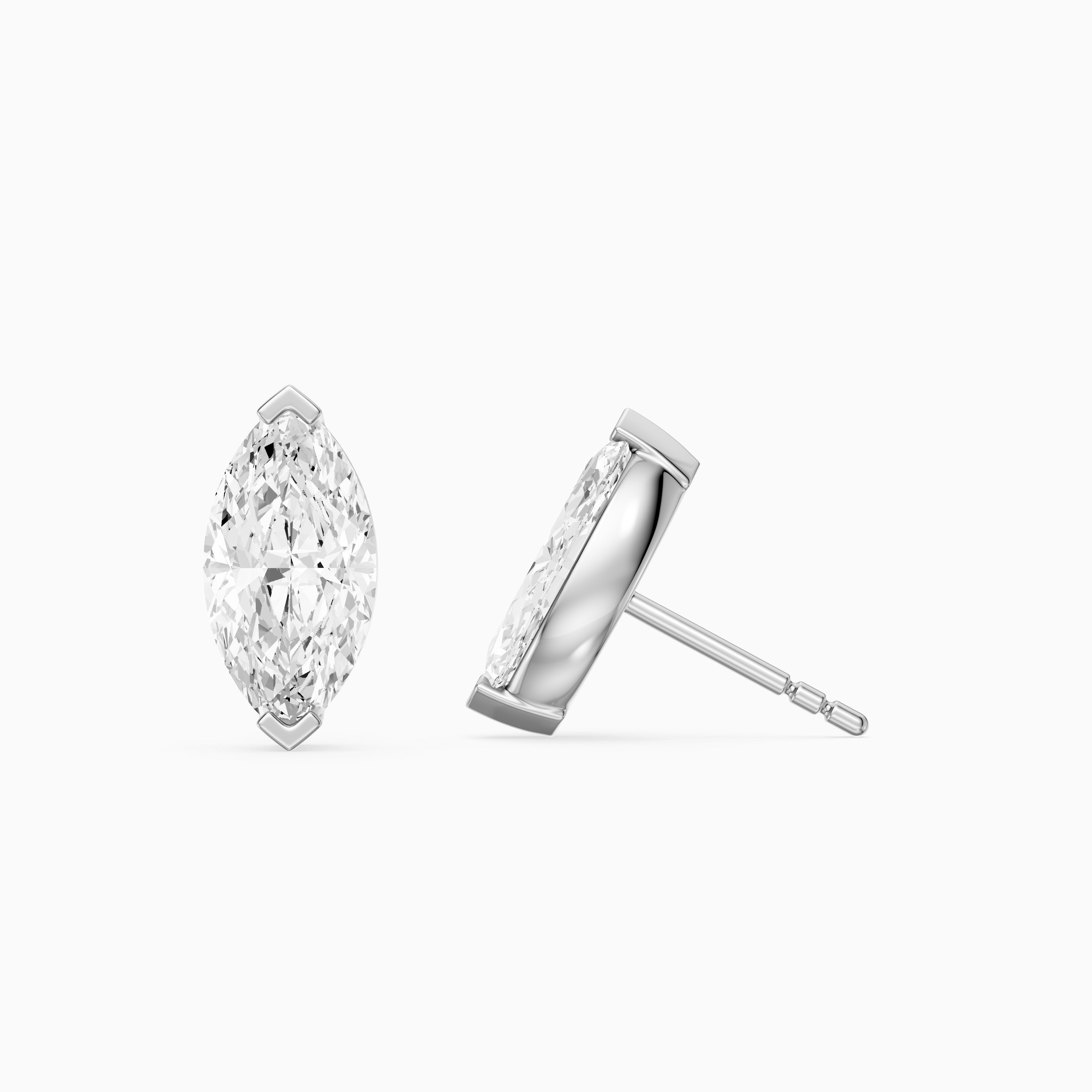 Eleanora Marquise Cut Lab Diamond North South Solitaire Stud Earrings