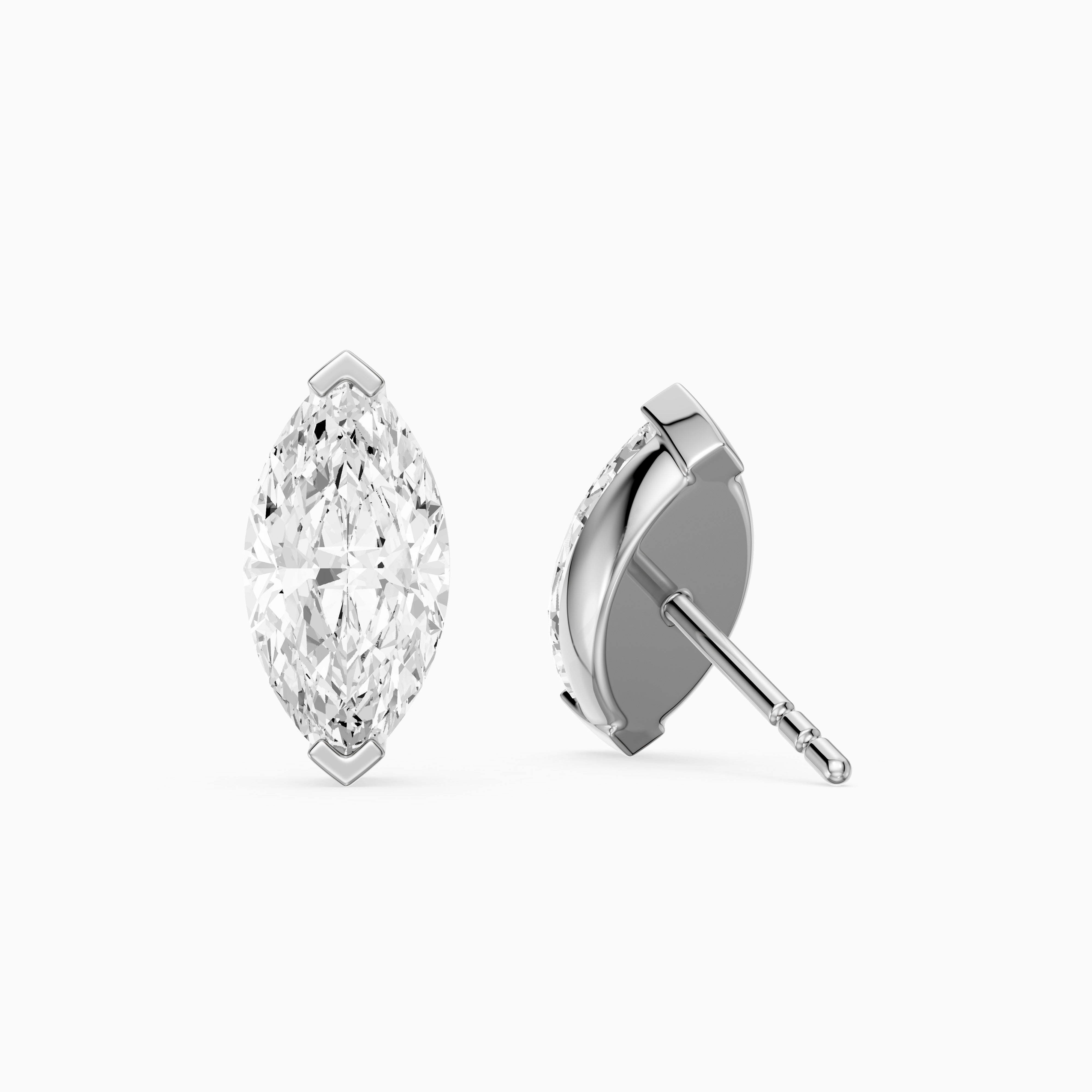 Eleanora Marquise Cut Lab Diamond North South Solitaire Stud Earrings
