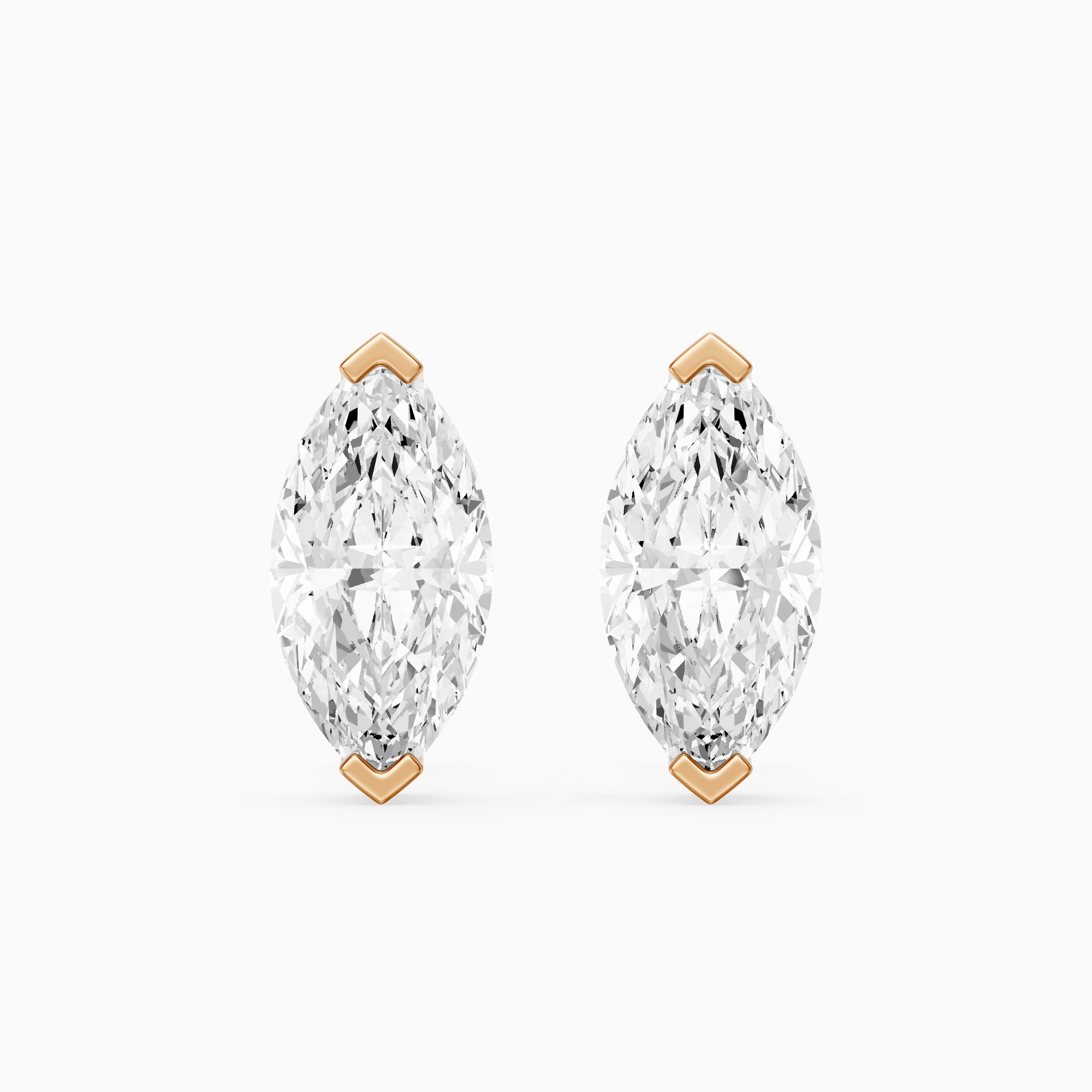 Eleanora Marquise Cut Lab Diamond North South Solitaire Stud Earrings
