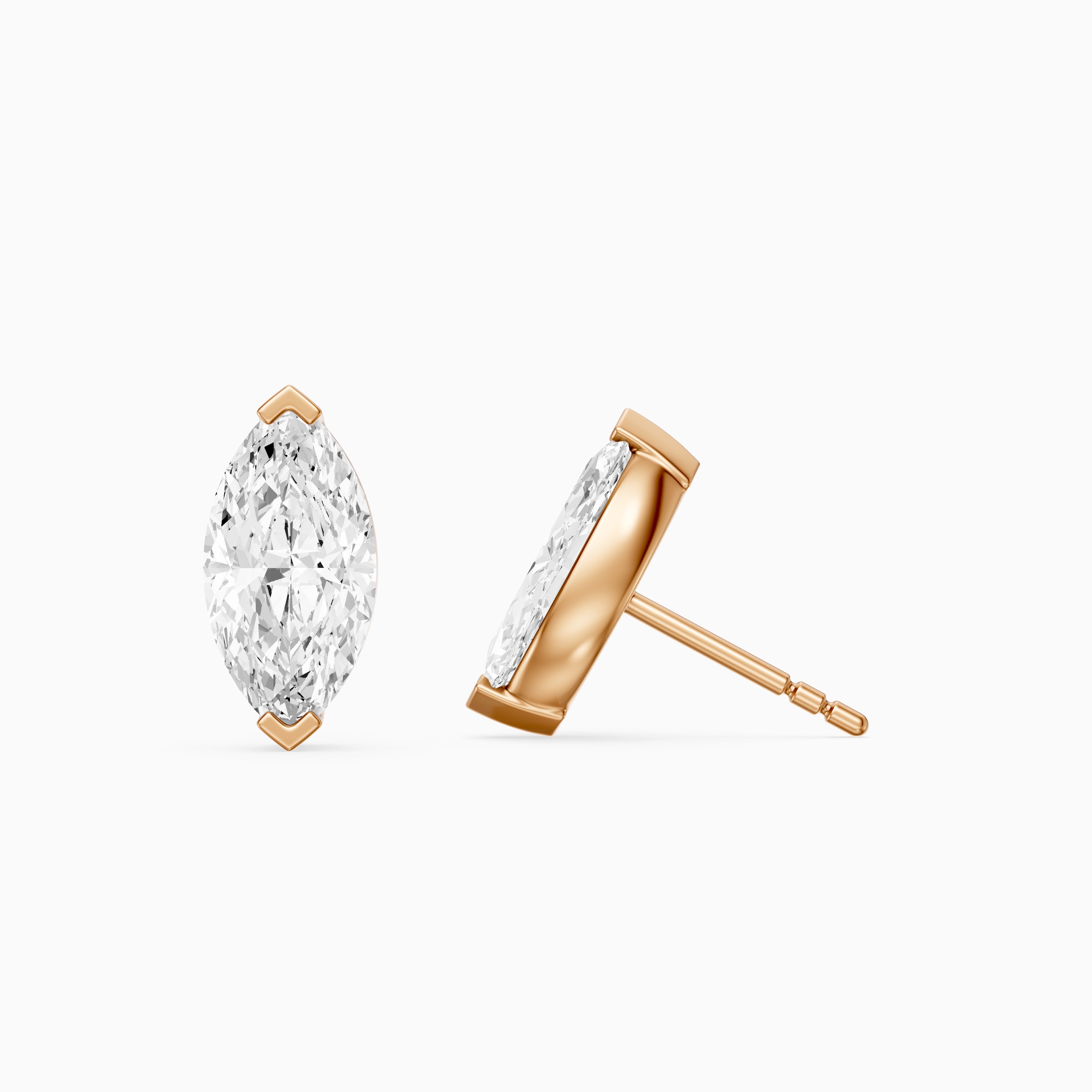 Eleanora Marquise Cut Lab Diamond North South Solitaire Stud Earrings