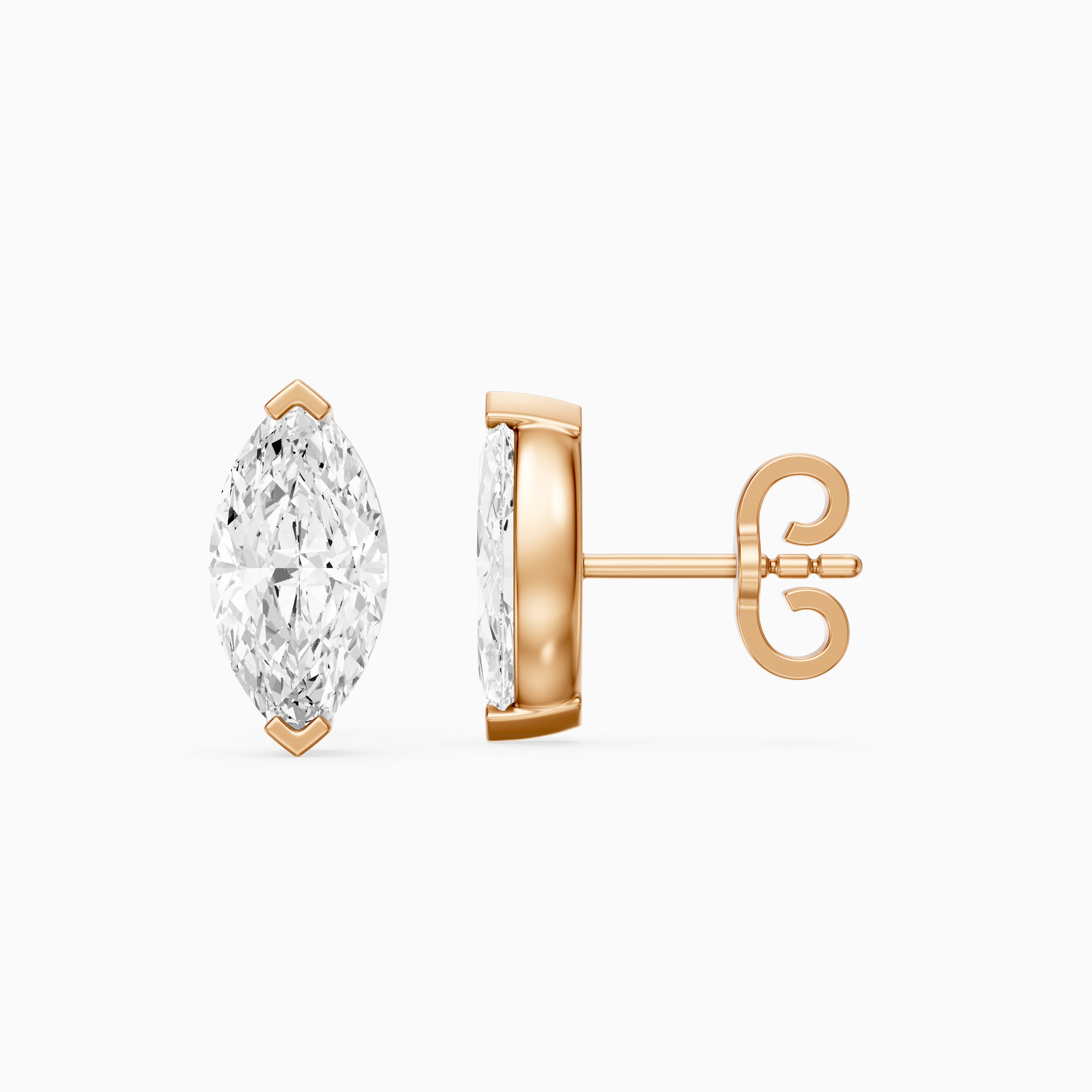 Eleanora Marquise Cut Lab Diamond North South Solitaire Stud Earrings