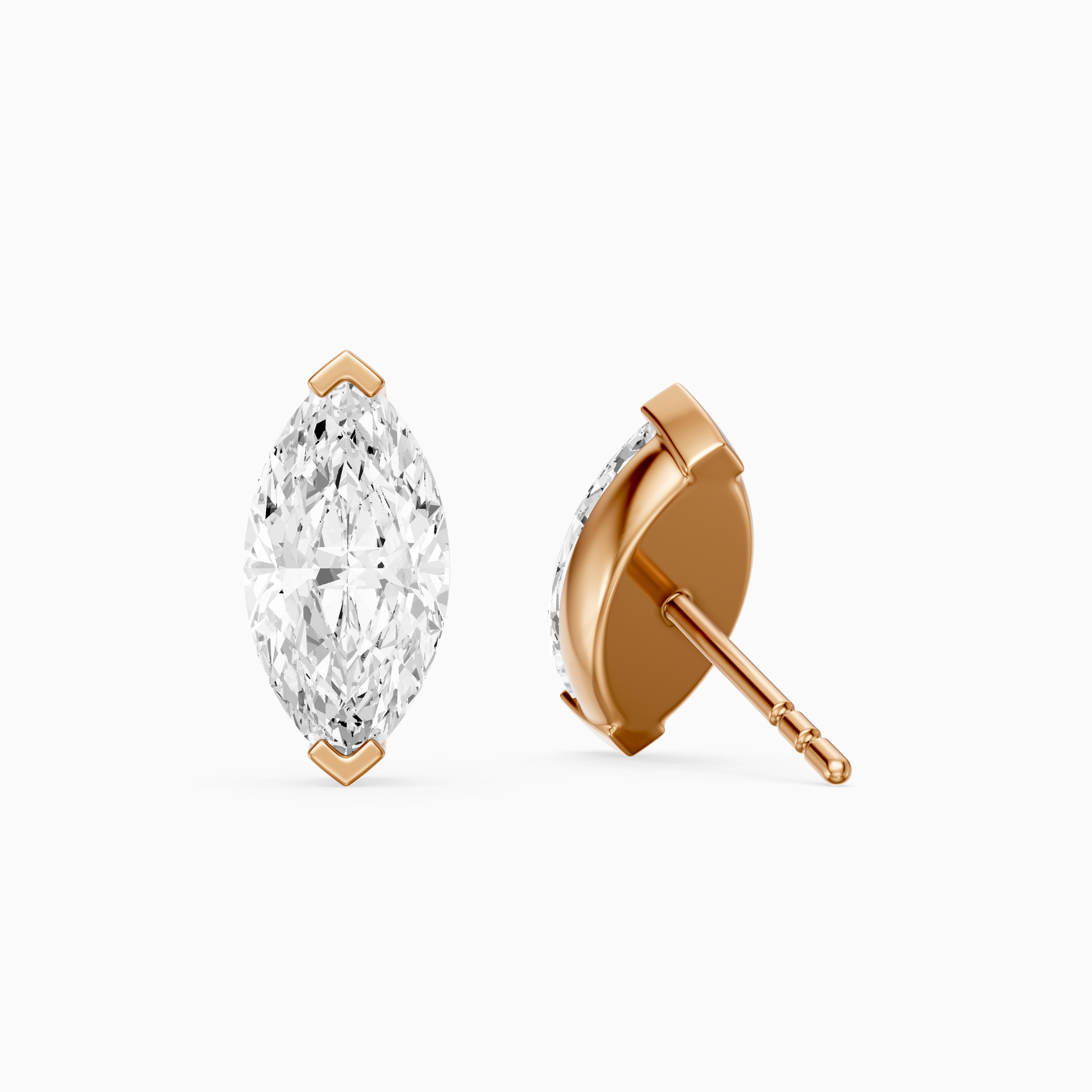 Eleanora Marquise Cut Lab Diamond North South Solitaire Stud Earrings