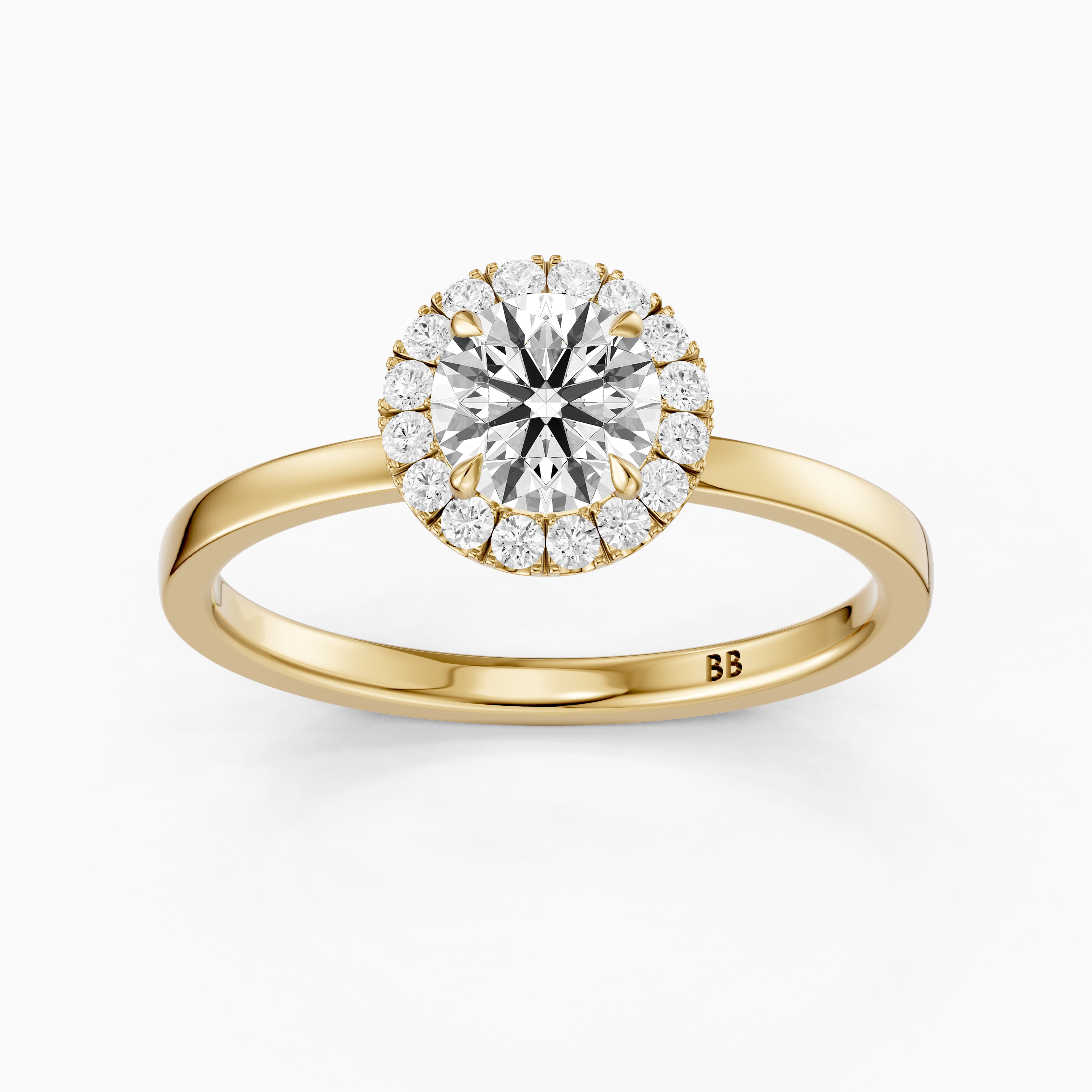 Aubrih Round Cut Halo Moissanite Diamond Engagement Ring
