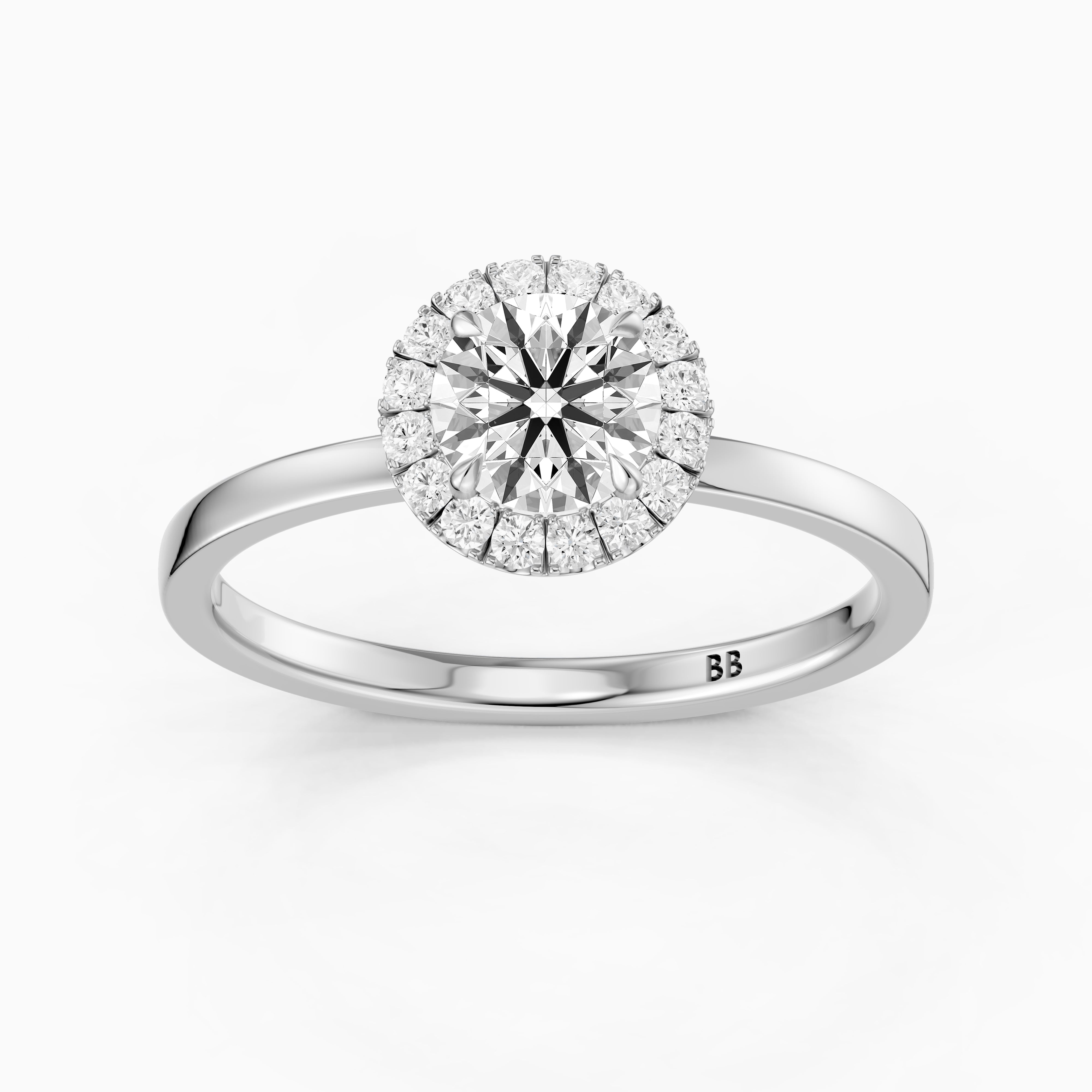 Aubrih Round Cut Halo Moissanite Diamond Engagement Ring