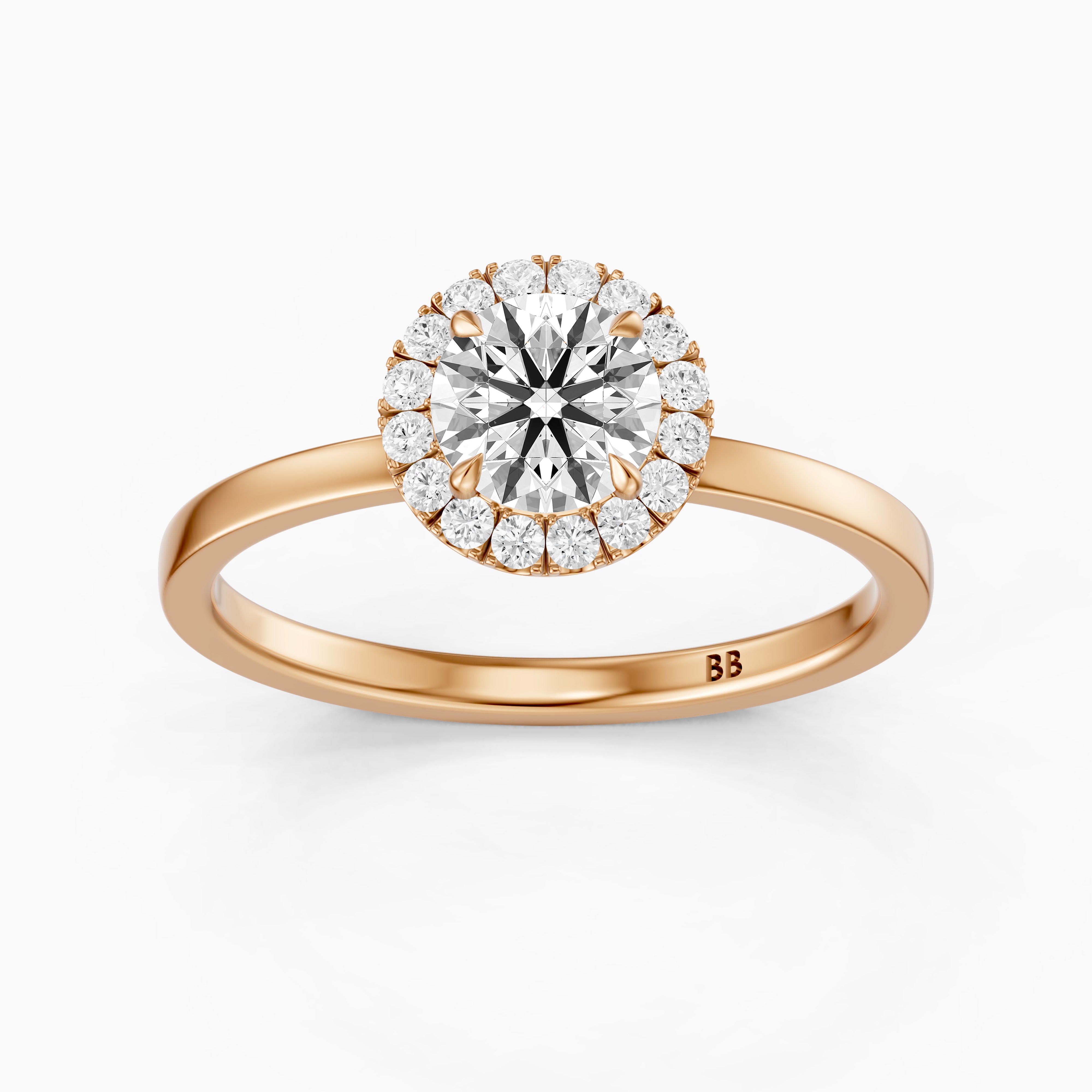 Aubrih Round Cut Halo Moissanite Diamond Engagement Ring