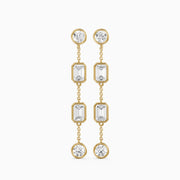 Quincy Bezel Set Emerald Cut and Round Lab Grown Diamond Station Drops Earrings