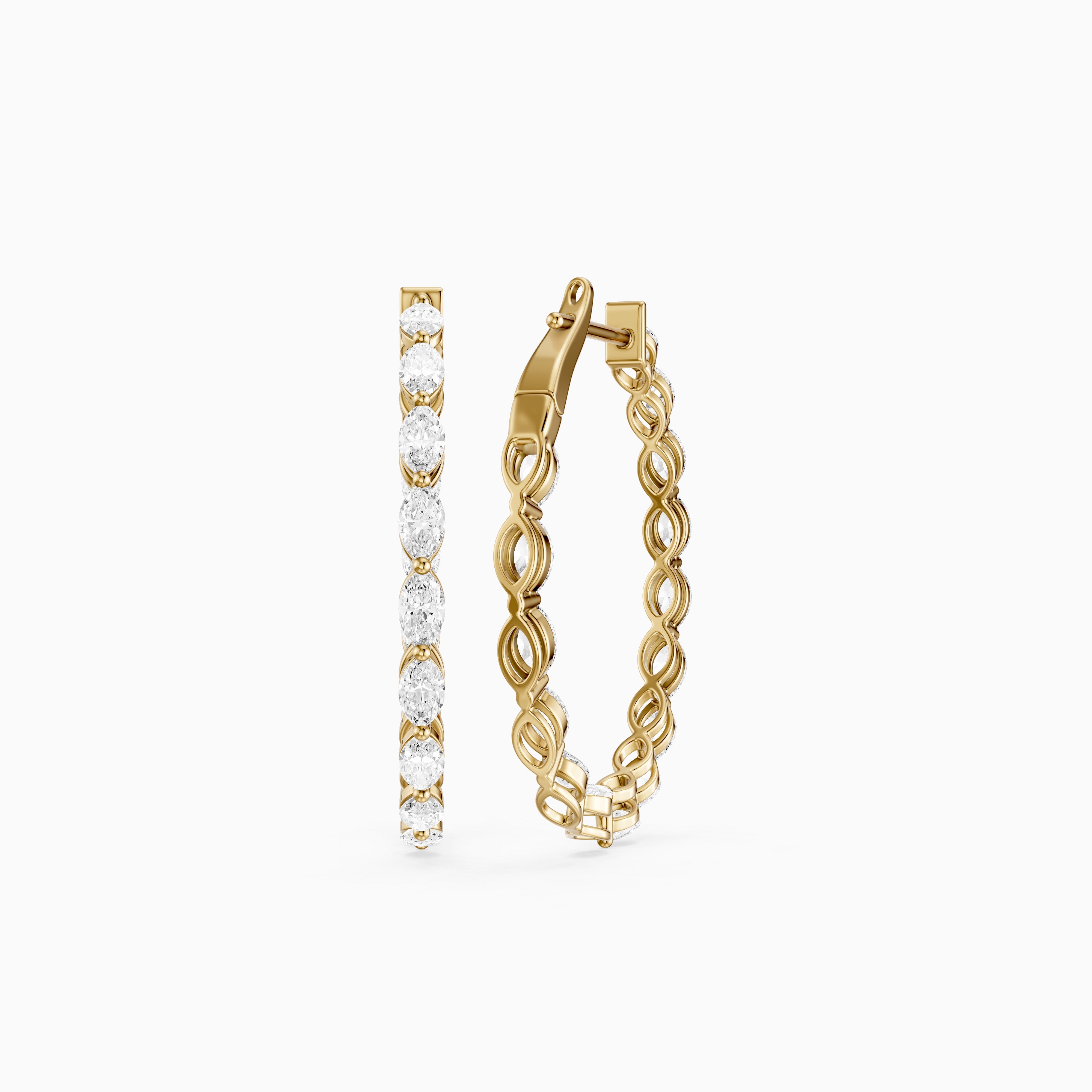 Kirstine Marquise Lab Grown Diamond Inside Out Hoop Earrings