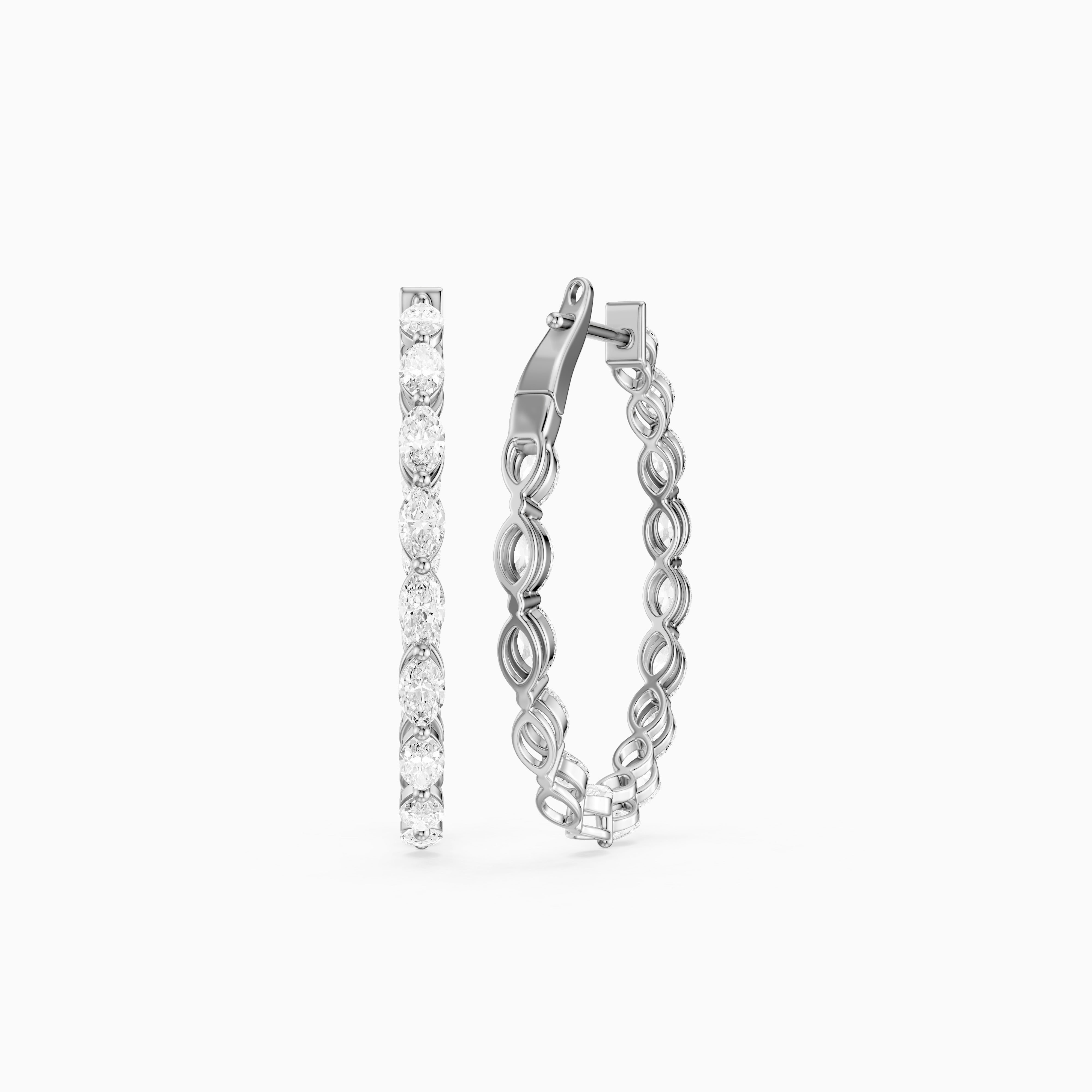Kirstine Marquise Lab Grown Diamond Inside Out Hoop Earrings