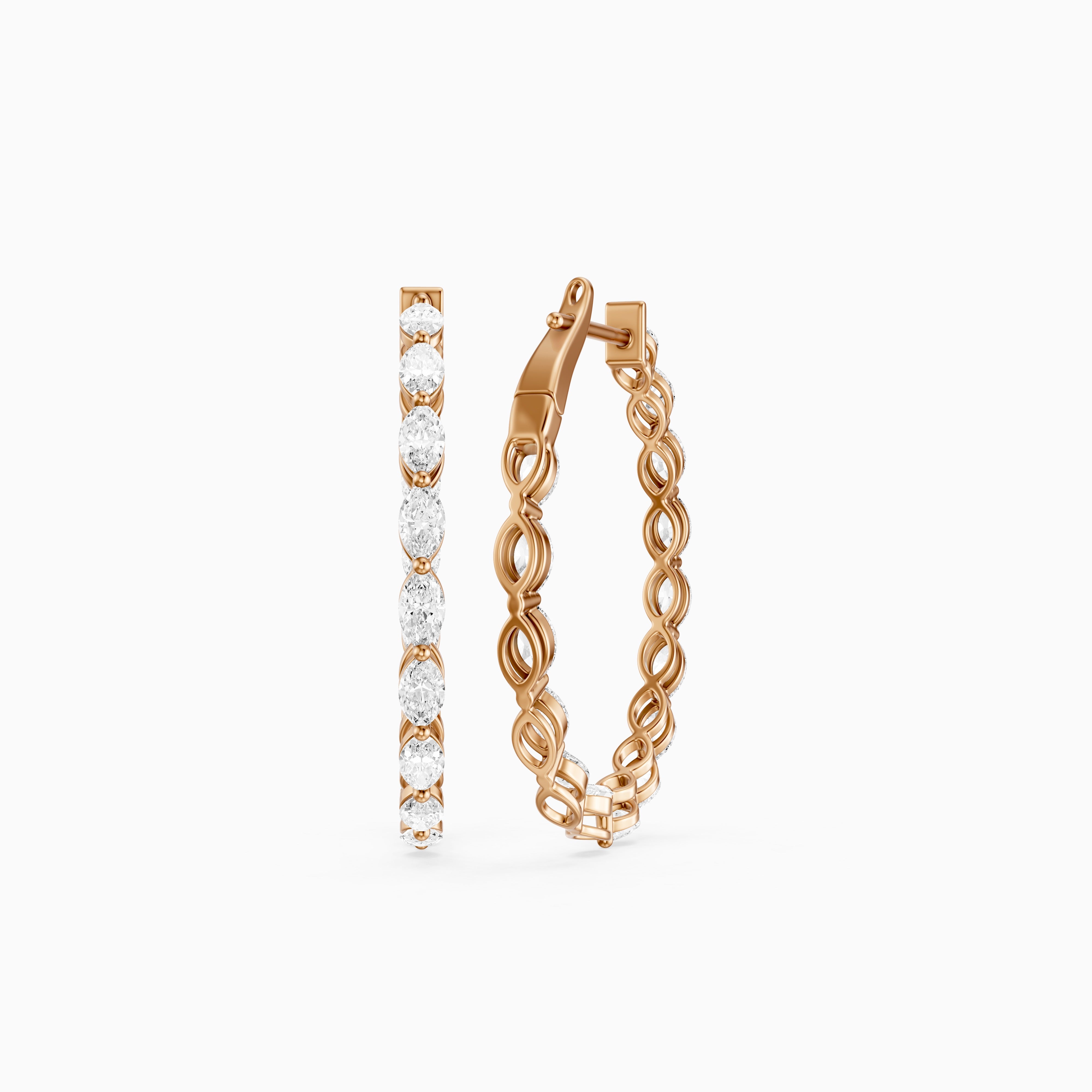 Kirstine Marquise Lab Grown Diamond Inside Out Hoop Earrings
