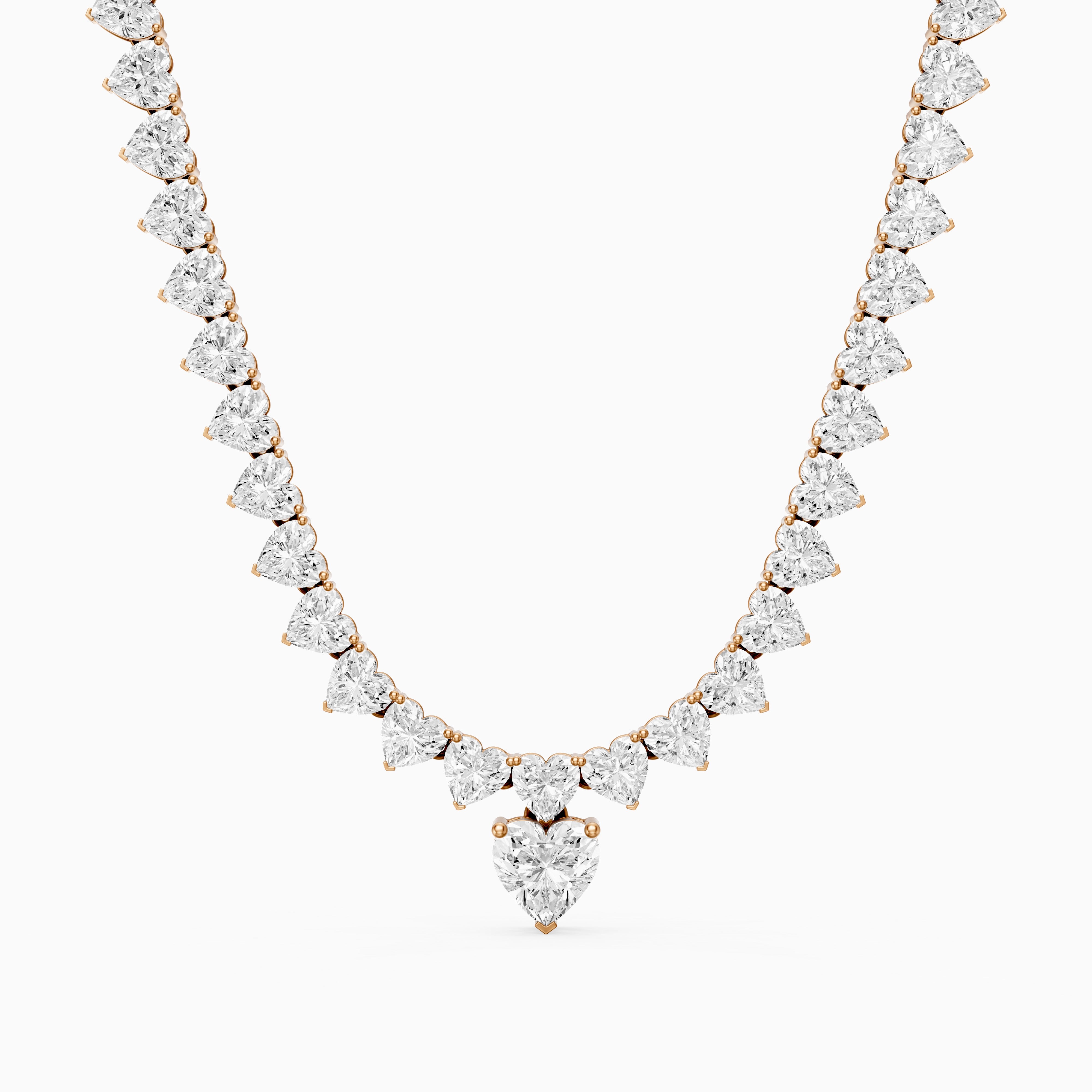 Maeve Graduated Heart Lab Grown Diamond Drop Necklace