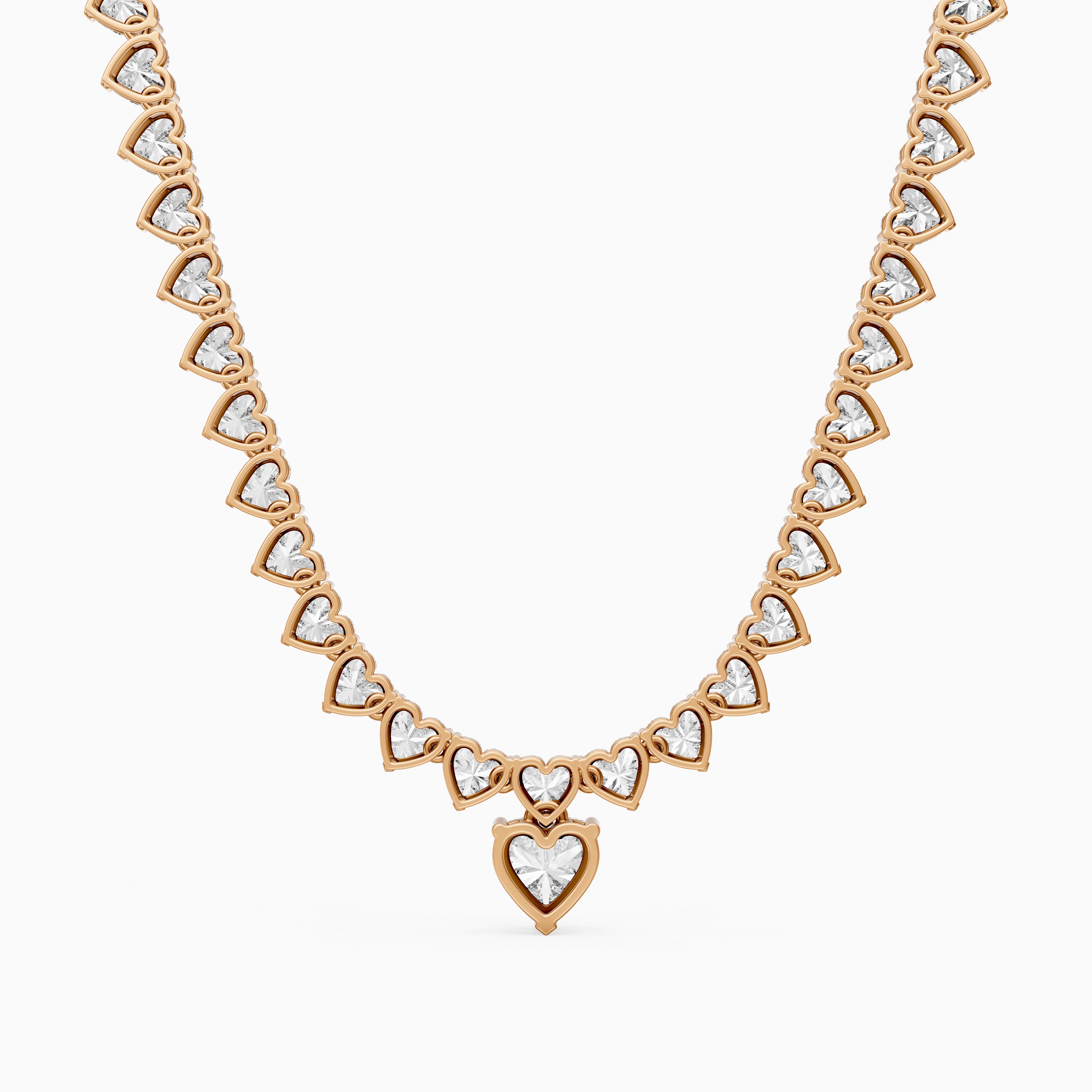 Maeve Graduated Heart Lab Grown Diamond Drop Necklace