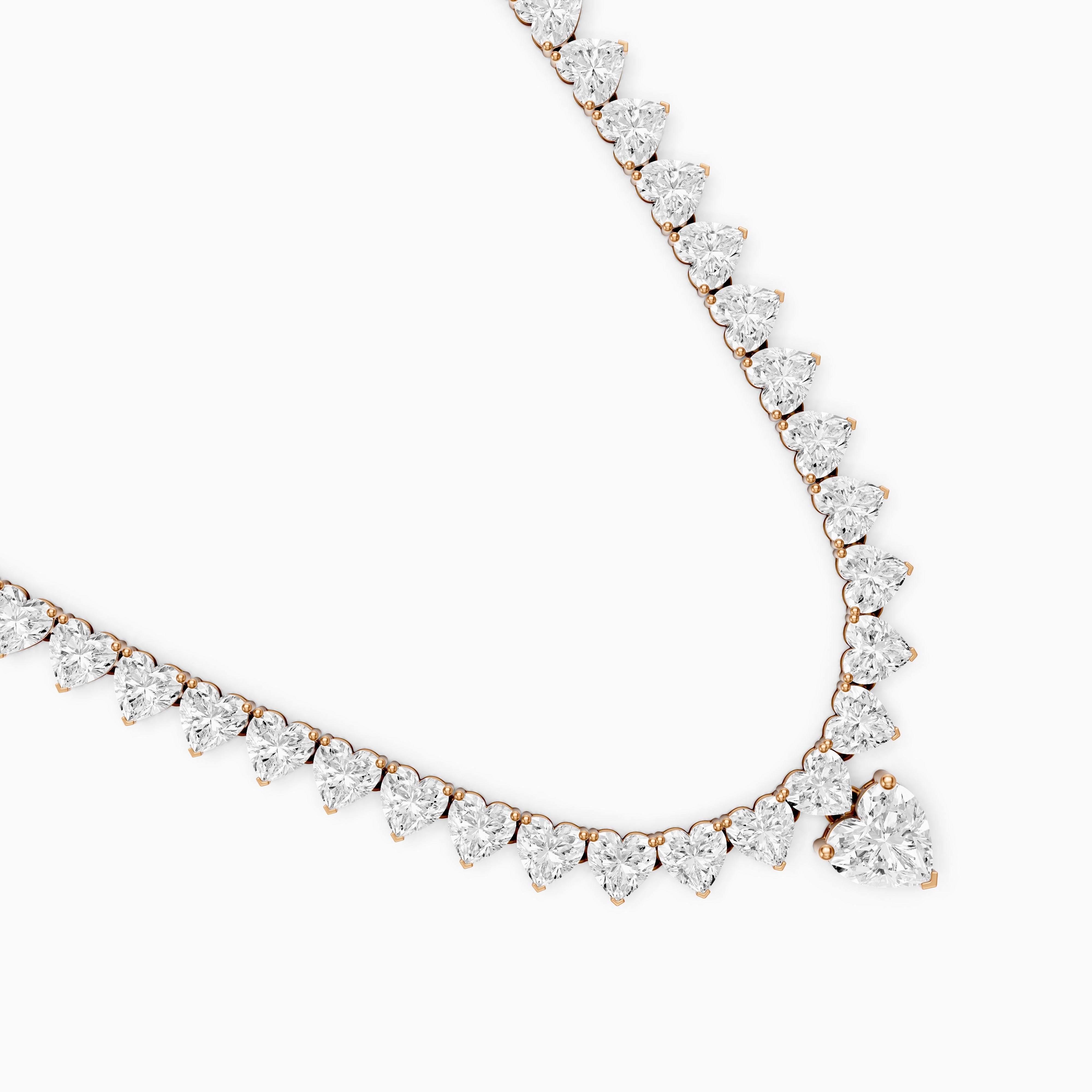 Maeve Graduated Heart Lab Grown Diamond Drop Necklace